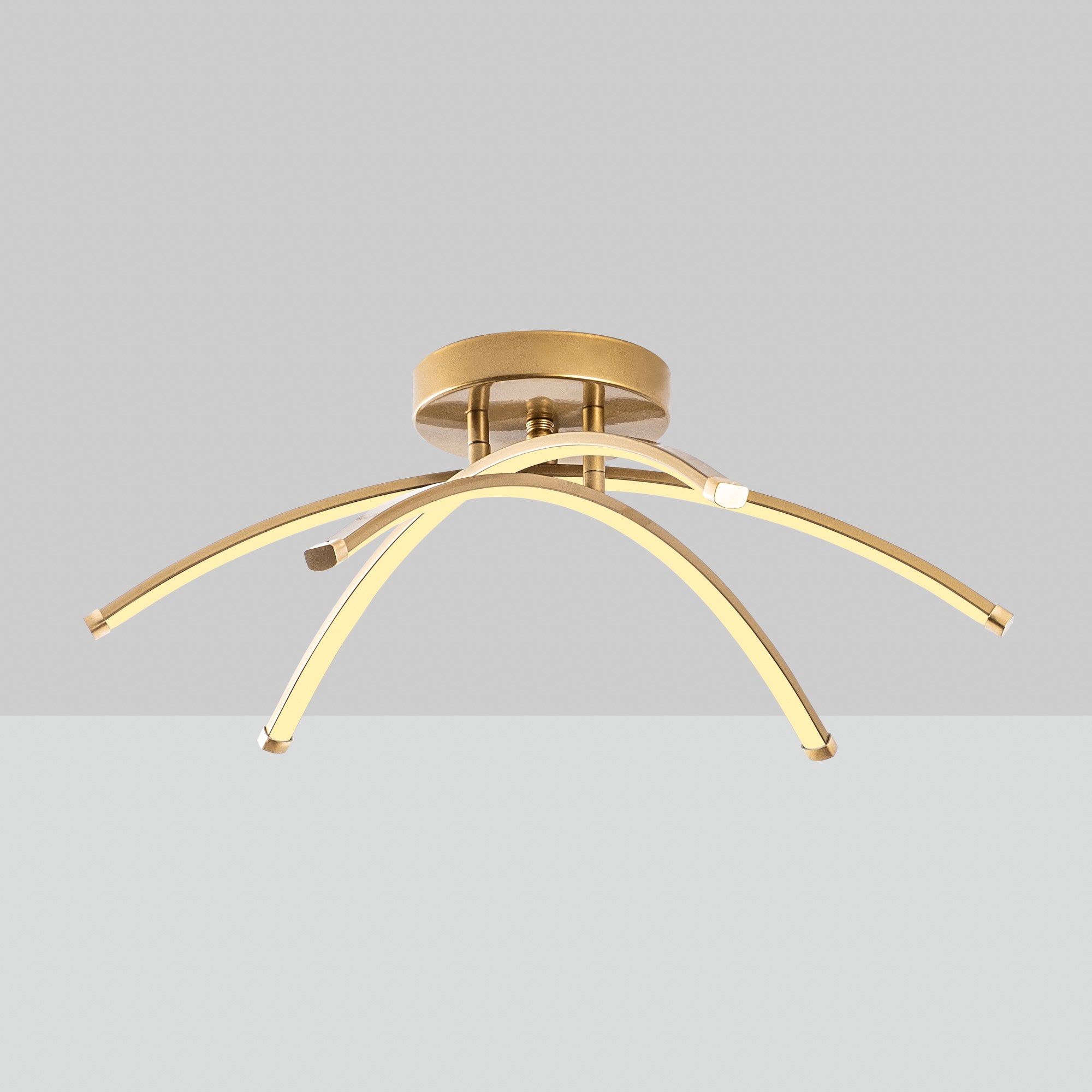 Candeeiro de Teto Dourado Elegante, Corpo em Metal, 57 cm de Largura, 20 cm de Altura | LED SMD 28W 3000K | Iluminação Elegante para Decoração e Ambiente Modernos