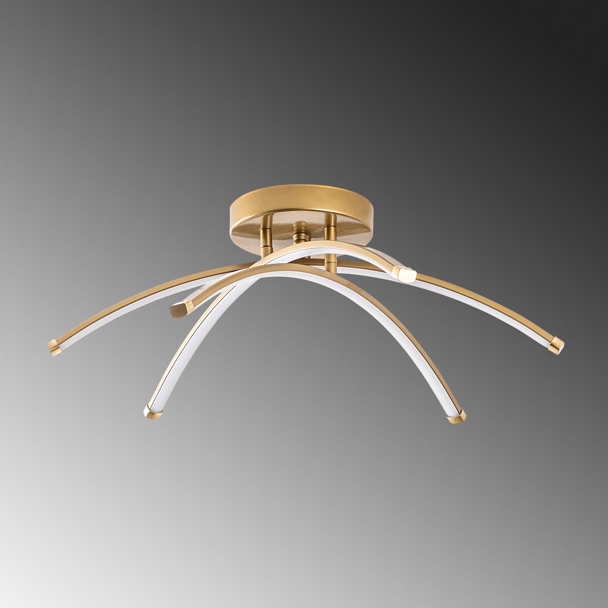 Candeeiro de Teto Dourado Elegante, Corpo em Metal, 57 cm de Largura, 20 cm de Altura | LED SMD 28W 3000K | Iluminação Elegante para Decoração e Ambiente Modernos