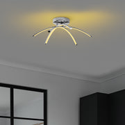 Candeeiro de Teto Cromado Elegante, Corpo em Metal, 57 cm de Largura, 20 cm de Altura | LED SMD 28W 3000K | Iluminação Elegante para Decoração Moderna