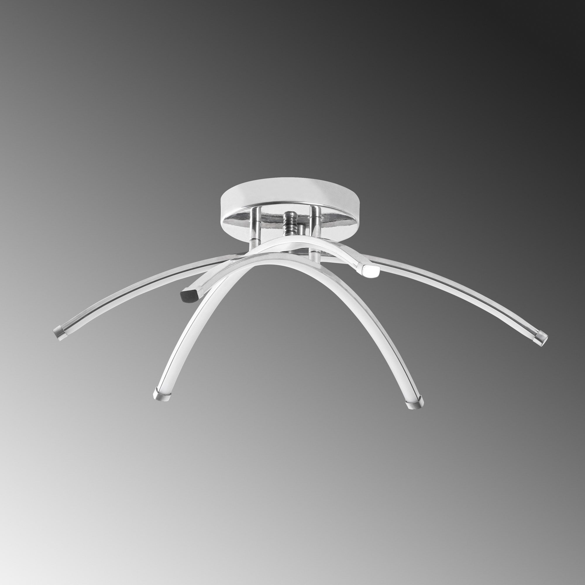 Candeeiro de Teto Cromado Elegante, Corpo em Metal, 57 cm de Largura, 20 cm de Altura | LED SMD 28W 3000K | Iluminação Elegante para Decoração Moderna