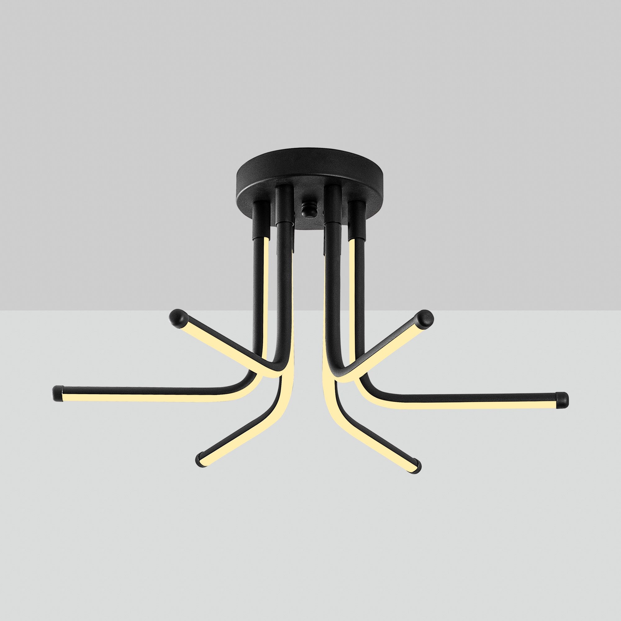 Candeeiro de Teto Preto Elegante, Corpo em Metal, 55 cm de Largura x 25 cm de Altura | LED SMD 28W 3000K | Iluminação Elegante para Decoração e Ambiente Modernos