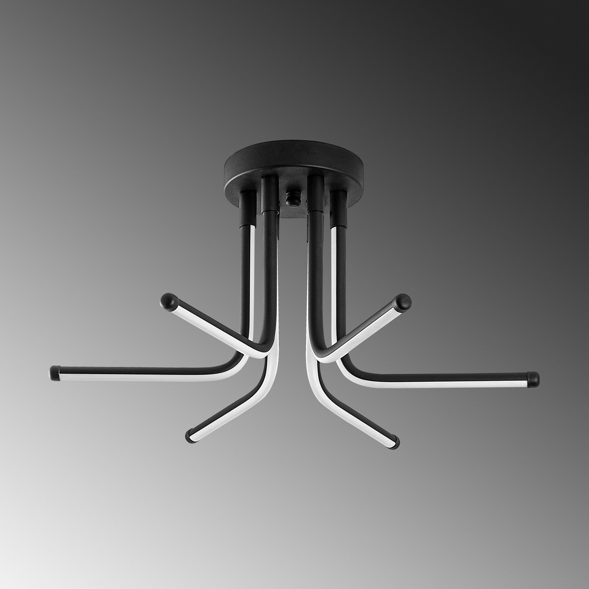 Candeeiro de Teto Preto Elegante, Corpo em Metal, 55 cm de Largura x 25 cm de Altura | LED SMD 28W 3000K | Iluminação Elegante para Decoração e Ambiente Modernos