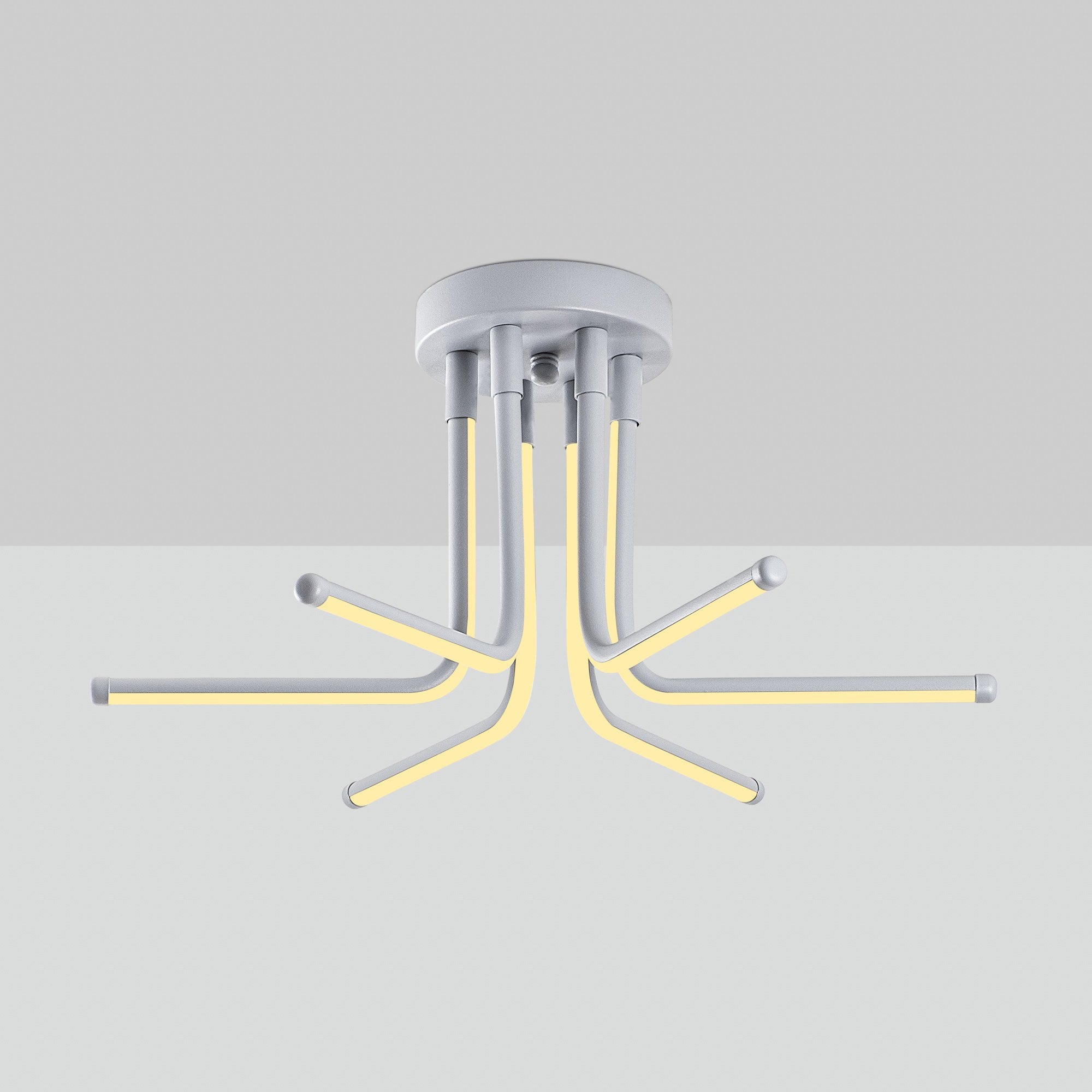 Candeeiro de Teto Cinza Elegante, Corpo de Metal, 55 cm de Largura x 25 cm de Altura | LED SMD 28W 3000K | Iluminação Elegante para Decoração e Ambiente Modernos