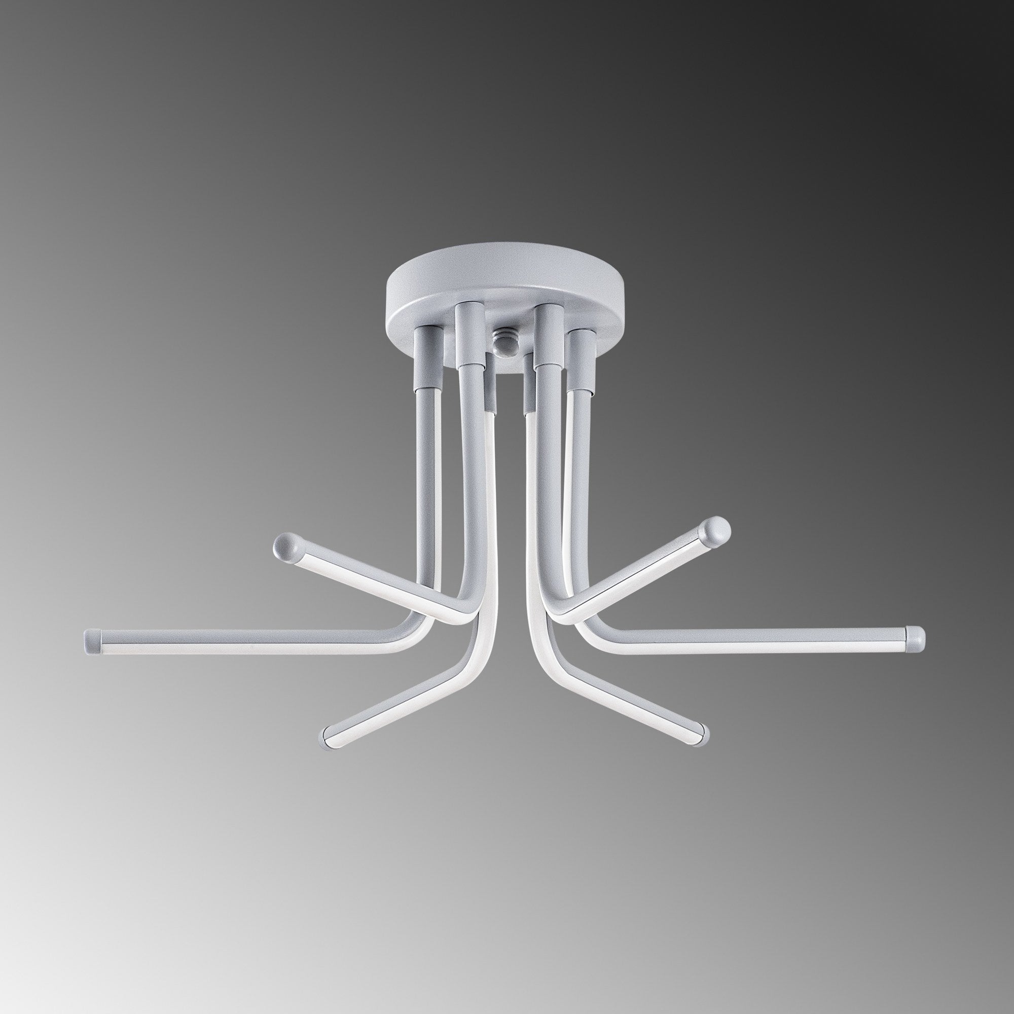 Candeeiro de Teto Cinza Elegante, Corpo de Metal, 55 cm de Largura x 25 cm de Altura | LED SMD 28W 3000K | Iluminação Elegante para Decoração e Ambiente Modernos