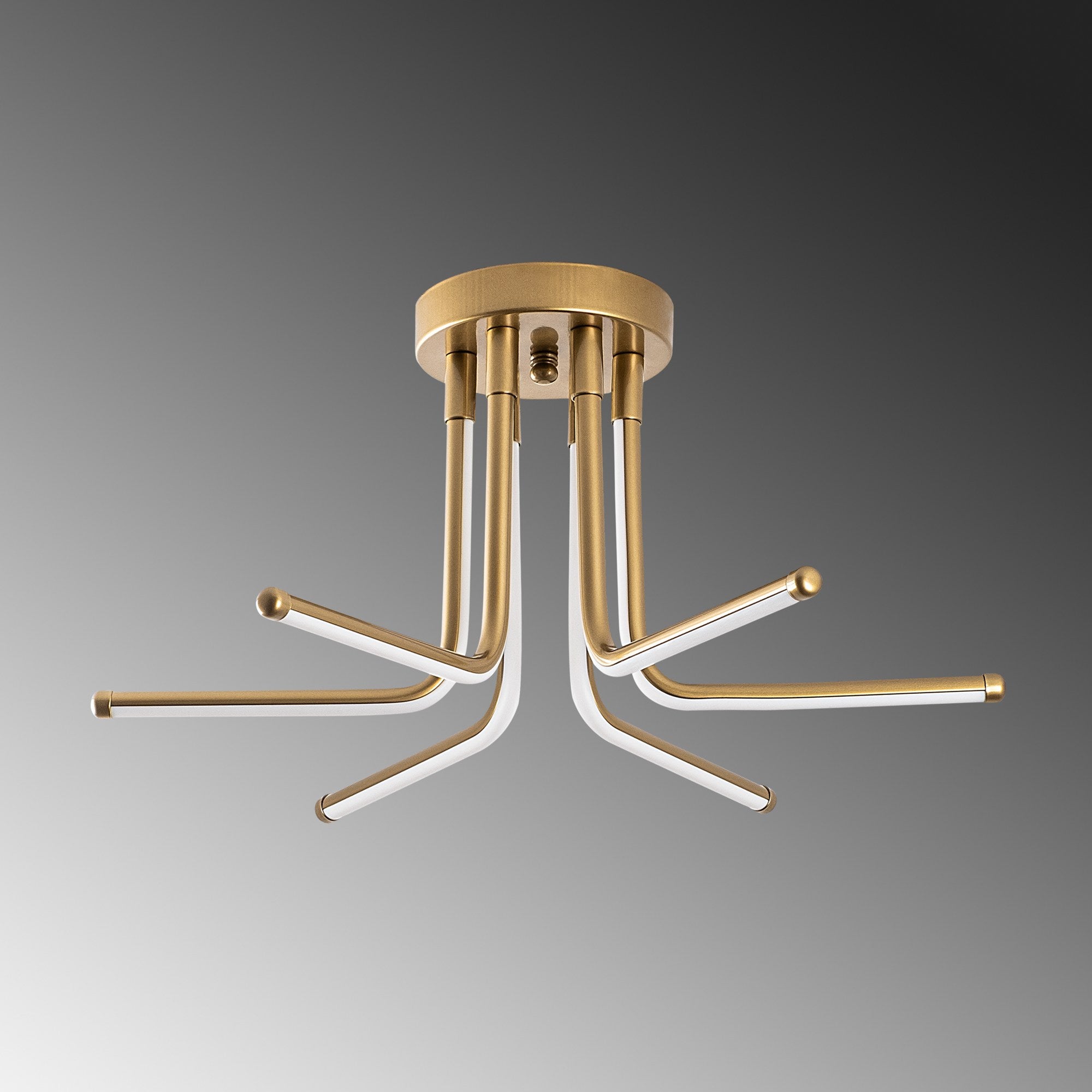 Candeeiro de Teto Dourado Elegante, Corpo em Metal, 55 cm de Largura, 25 cm de Altura | LED SMD 28W 3000K | Iluminação Elegante para Decoração e Ambiente Modernos