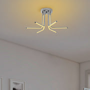 Candeeiro de Teto Cromado Elegante, Corpo em Metal, 55 cm de Largura x 25 cm de Altura | LED SMD 28W 3000K | Iluminação Elegante para Decoração Moderna