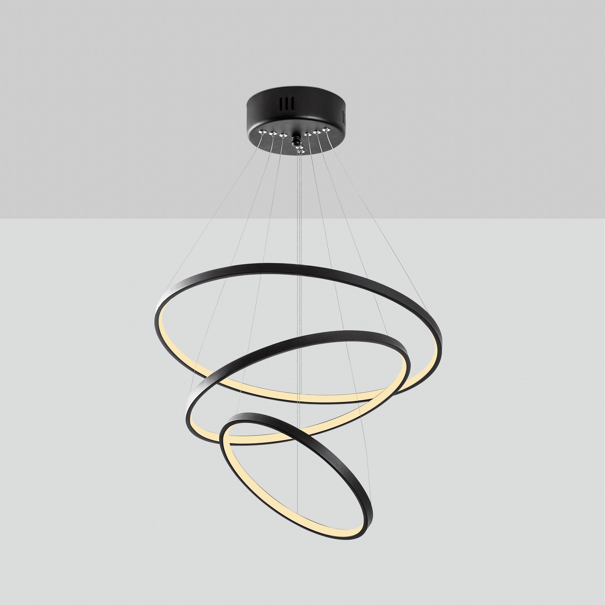 Candeeiro de Teto Preto Elegante, Corpo em Metal, 50 cm de Largura x 80 cm de Altura | LED SMD 28W 3000K | Iluminação Elegante para Decoração e Ambiente Modernos