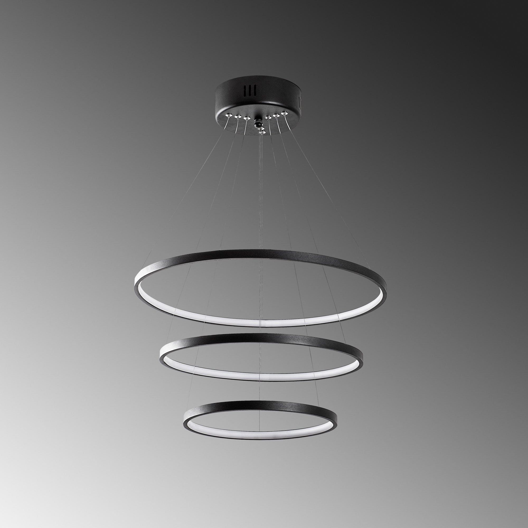 Candeeiro de Teto Preto Elegante, Corpo em Metal, 50 cm de Largura x 80 cm de Altura | LED SMD 28W 3000K | Iluminação Elegante para Decoração e Ambiente Modernos