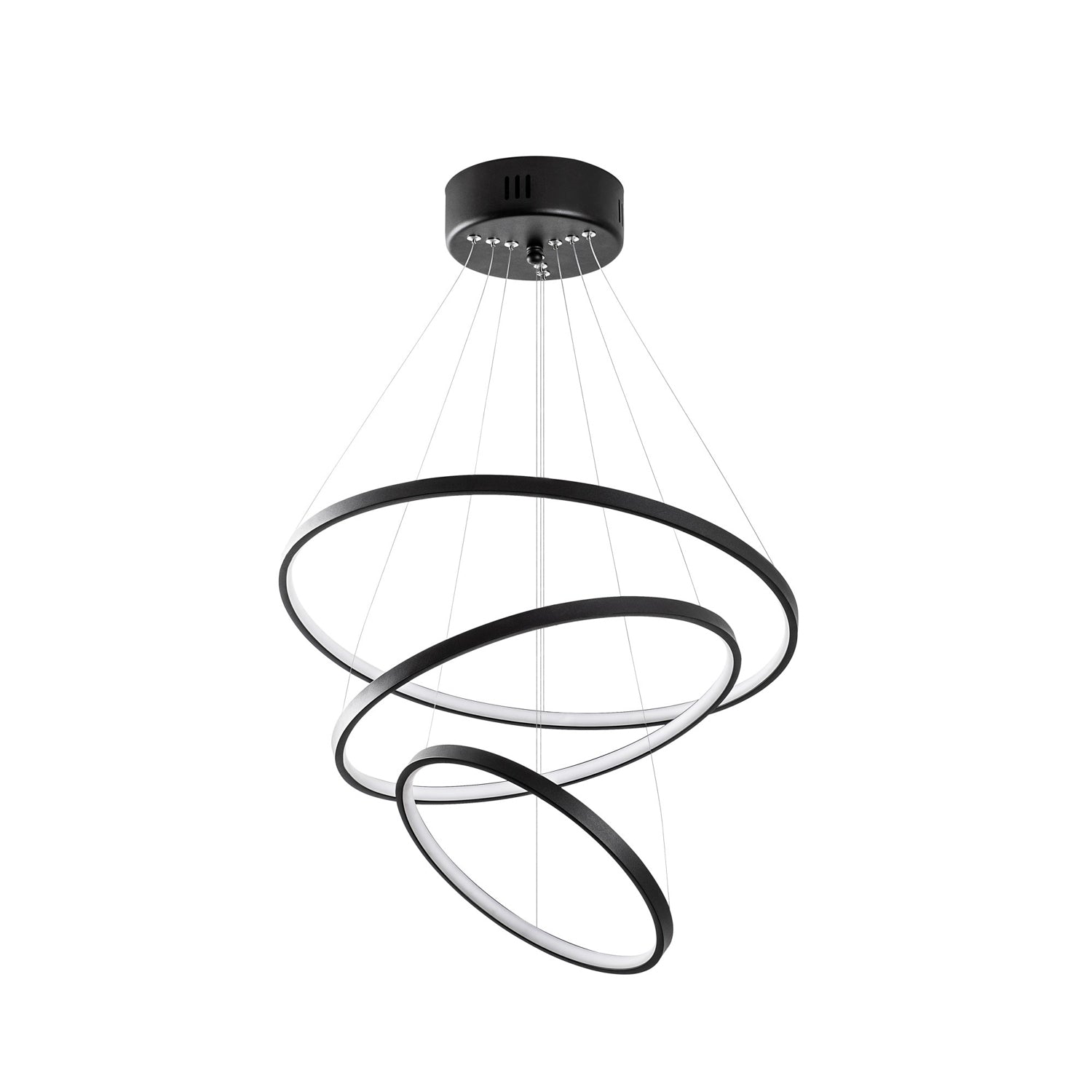 Candeeiro de Teto Preto Elegante, Corpo em Metal, 50 cm de Largura x 80 cm de Altura | LED SMD 28W 3000K | Iluminação Elegante para Decoração e Ambiente Modernos