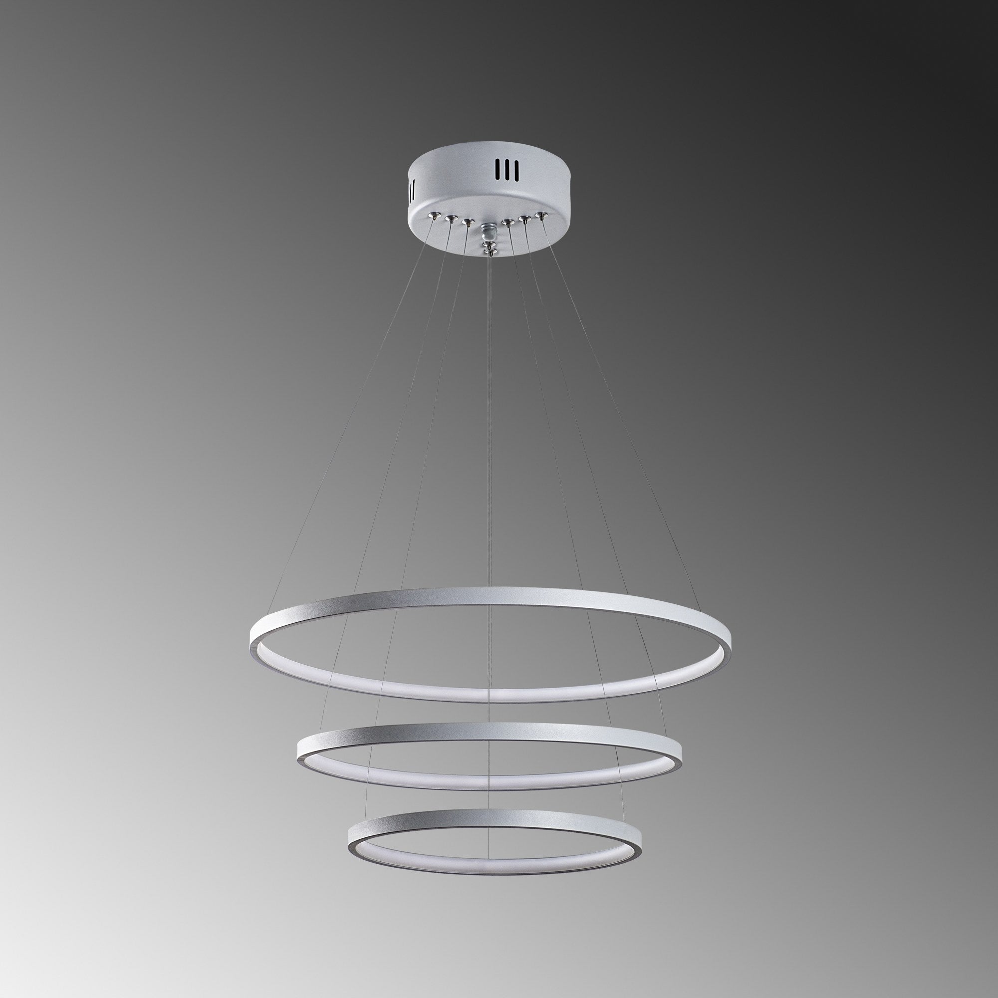 Candeeiro de Teto Cinza Elegante, Corpo de Metal, 50 cm de Largura x 80 cm de Altura | LED SMD 28W 3000K | Iluminação Elegante para Decoração e Ambiente Modernos