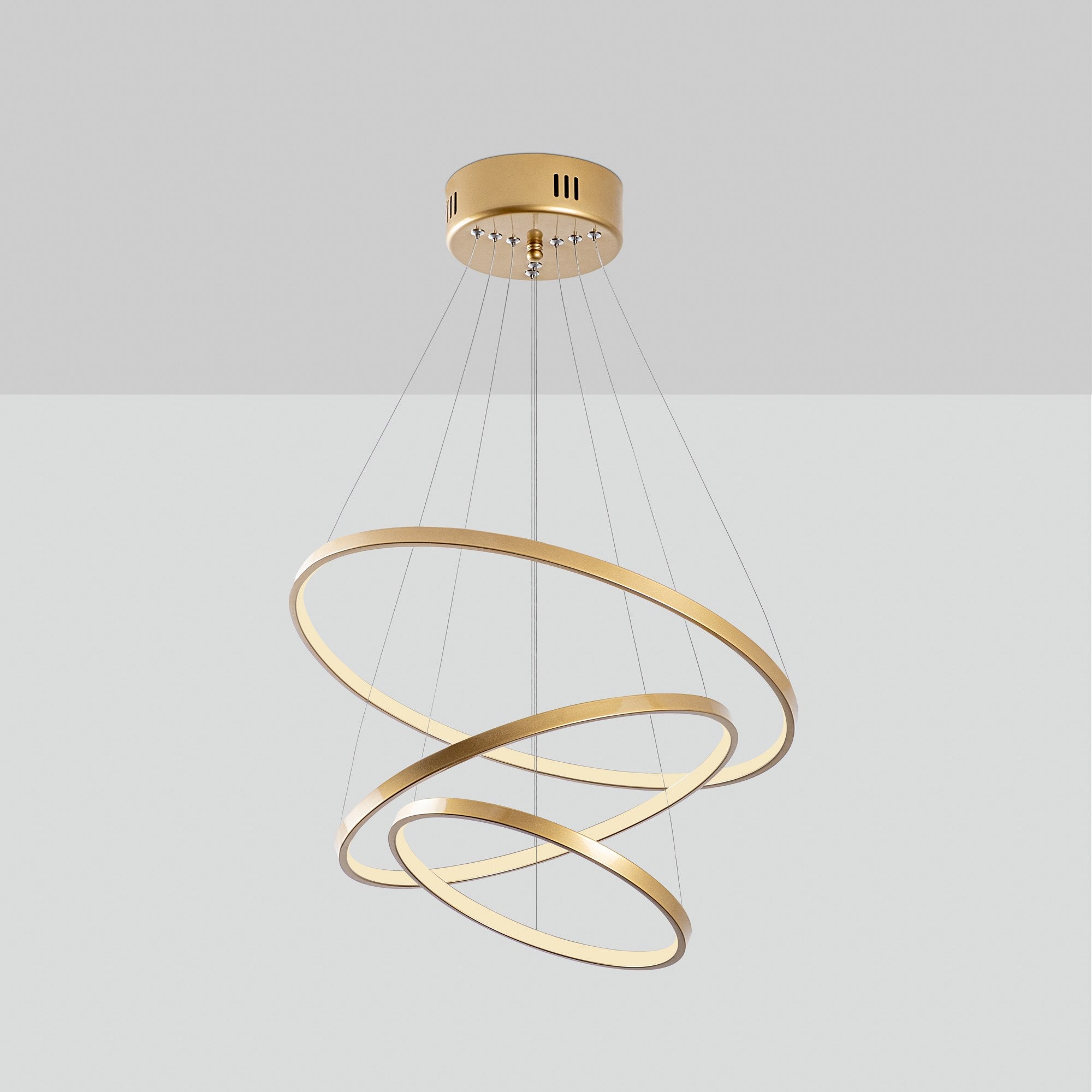 Candeeiro de Teto Dourado Elegante, Corpo em Metal, 50 cm de Largura x 80 cm de Altura | LED SMD 28W 3000K | Iluminação Elegante para Decoração e Ambiente Modernos