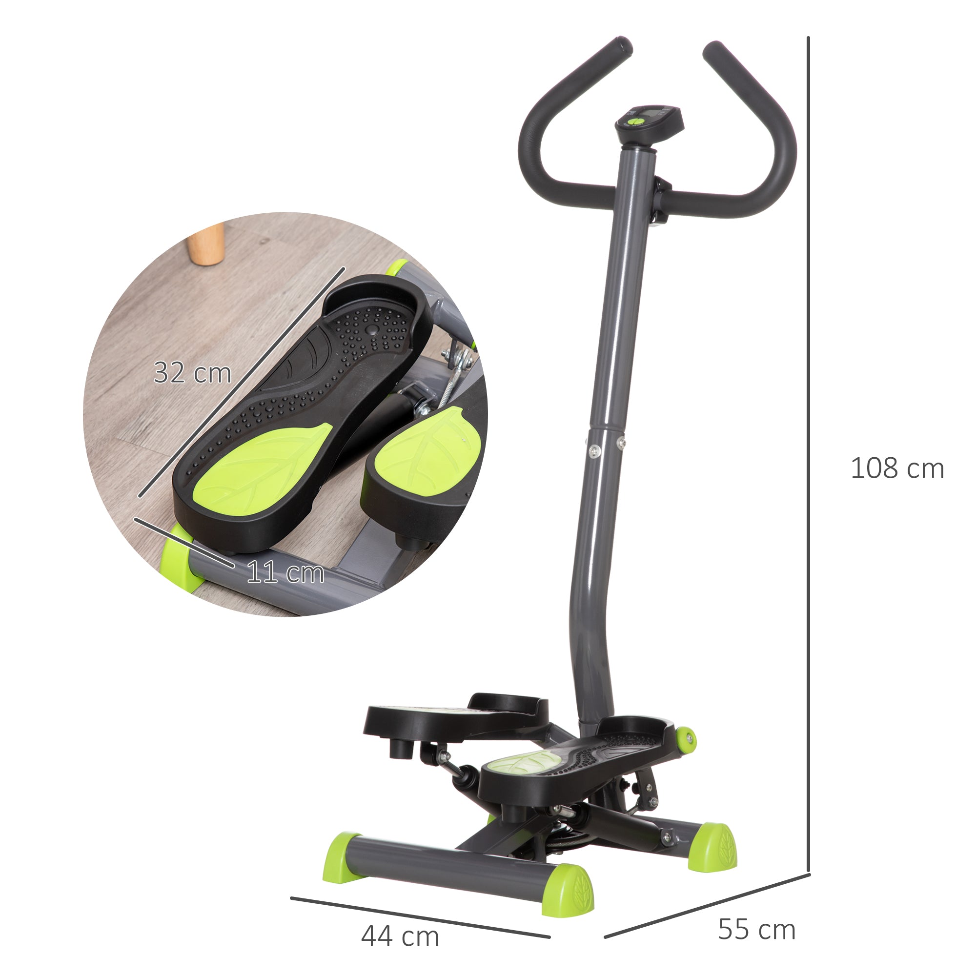 Máquina de Step Stepper Fitness em Casa 55x44x108 cm Cinzento