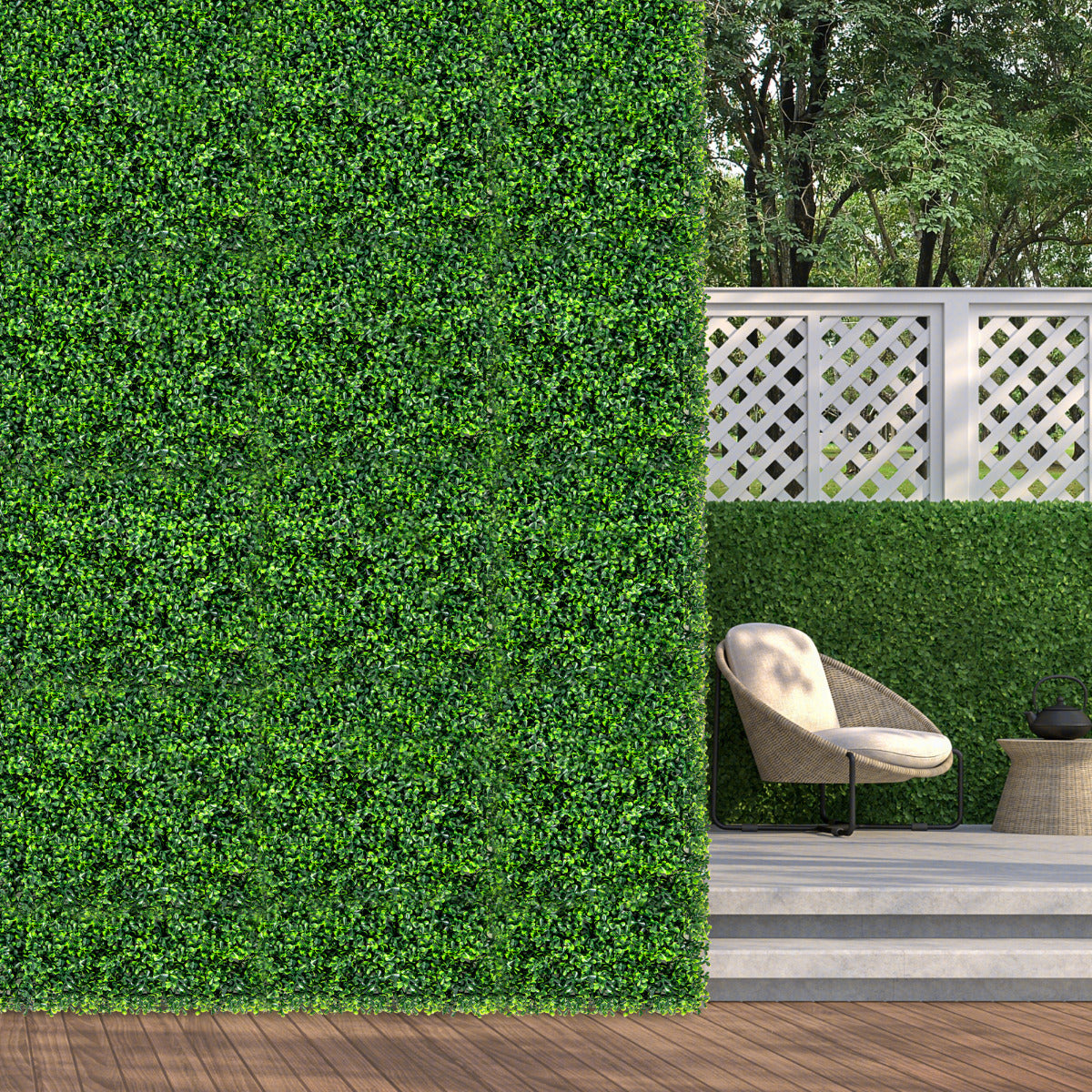 Conjunto de Painéis Artificiais de Buxus – 50 x 50 CM – Verde – PE