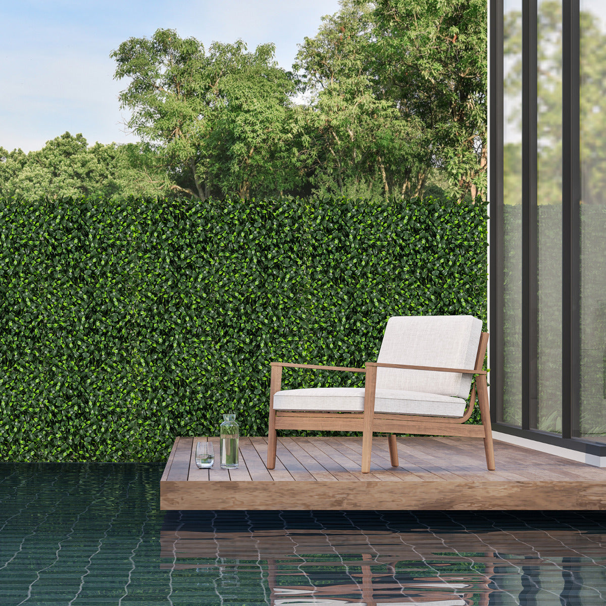 Conjunto de 12 Painéis de Parede de Relva Artificial – 50 x 50 cm – Verde – PE