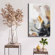 Tela Decorativa 45x70 cm em Canvas com Moldura em Pinho – Cores: Camel, Damson Red, Branco e Preto