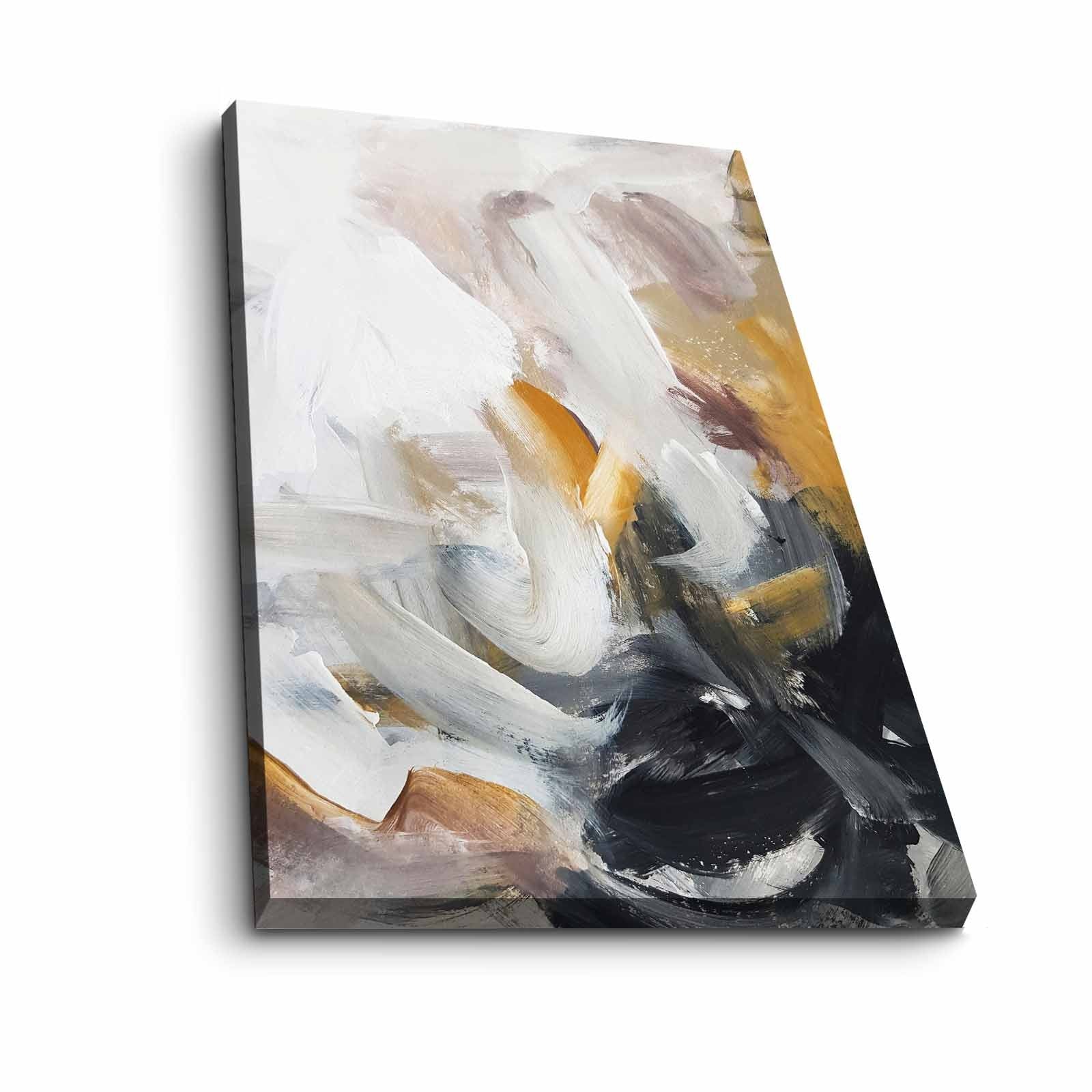 Tela Decorativa 45x70 cm em Canvas com Moldura em Pinho – Cores: Camel, Damson Red, Branco e Preto