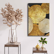 Pintura em tela decorativa – 45 x 70 cm – Dourado, Bege, Preto, Branco – Madeira de pinho