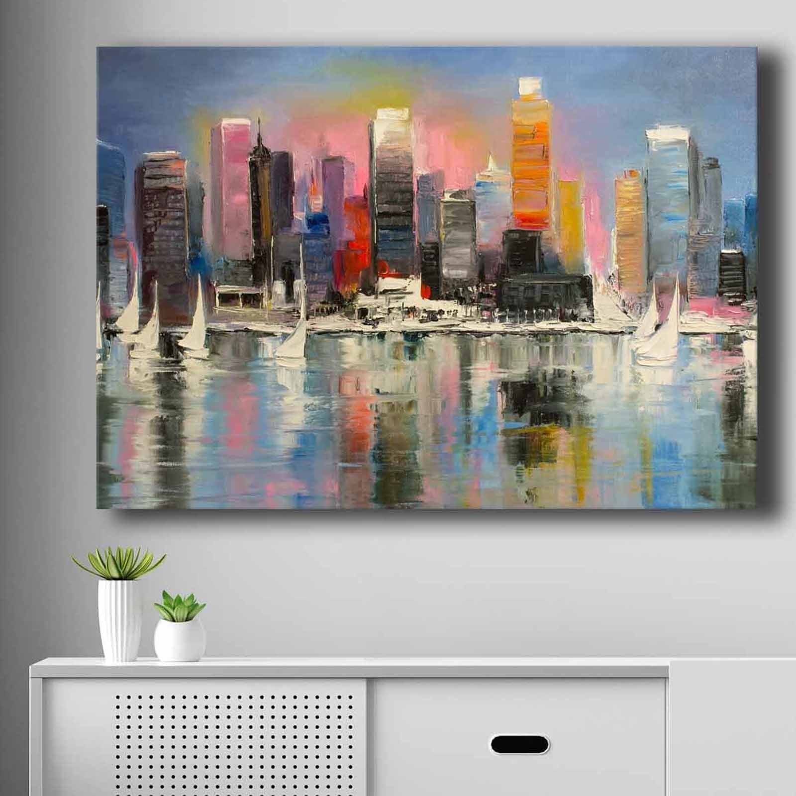 Tela Decorativa em Canvas 70x100 cm com Moldura de Madeira de Pinho – Multicolor