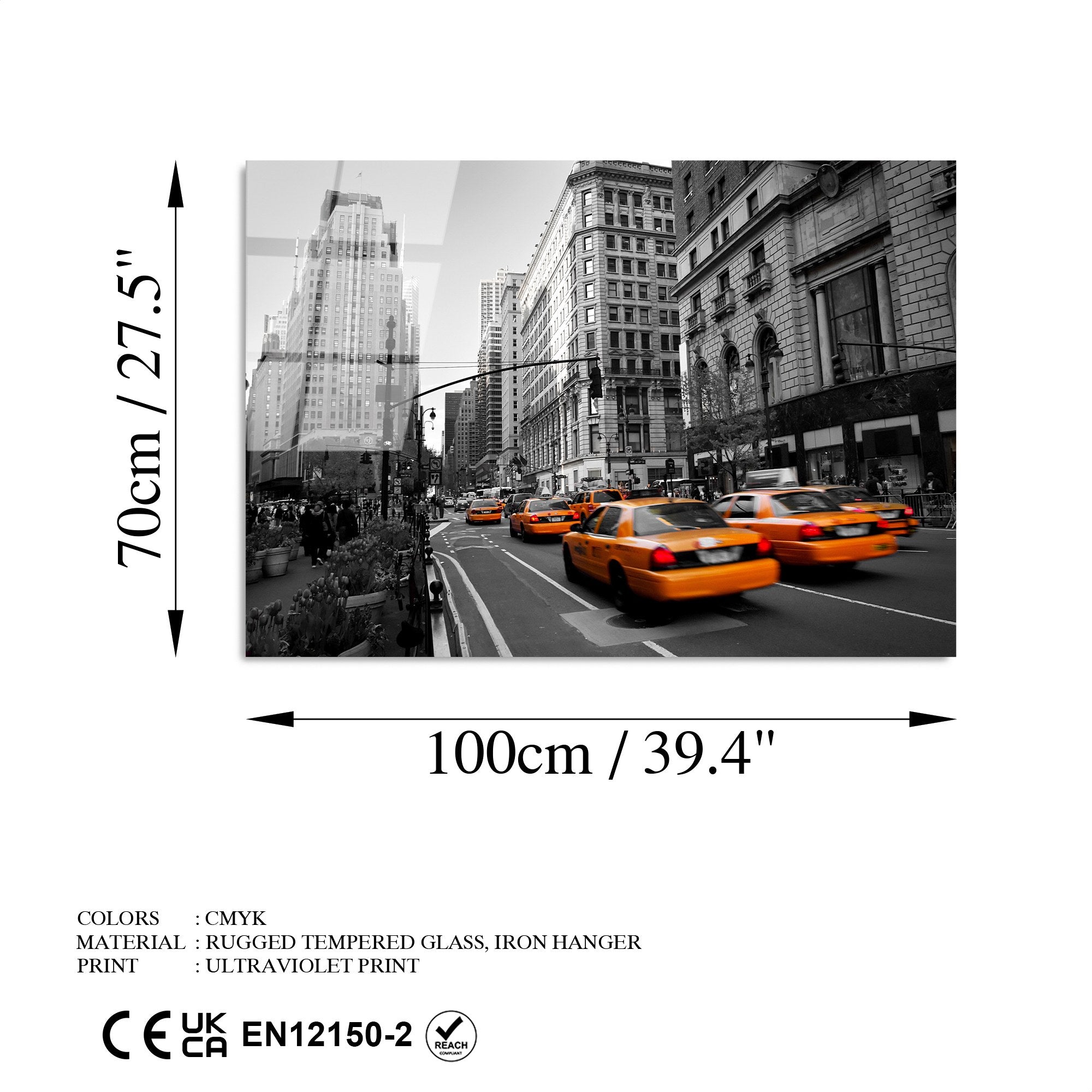 Quadro Decorativo em Vidro Temperado UV-040, Multicolor, 70 x 100 cm, 4 mm, 7,609 kg