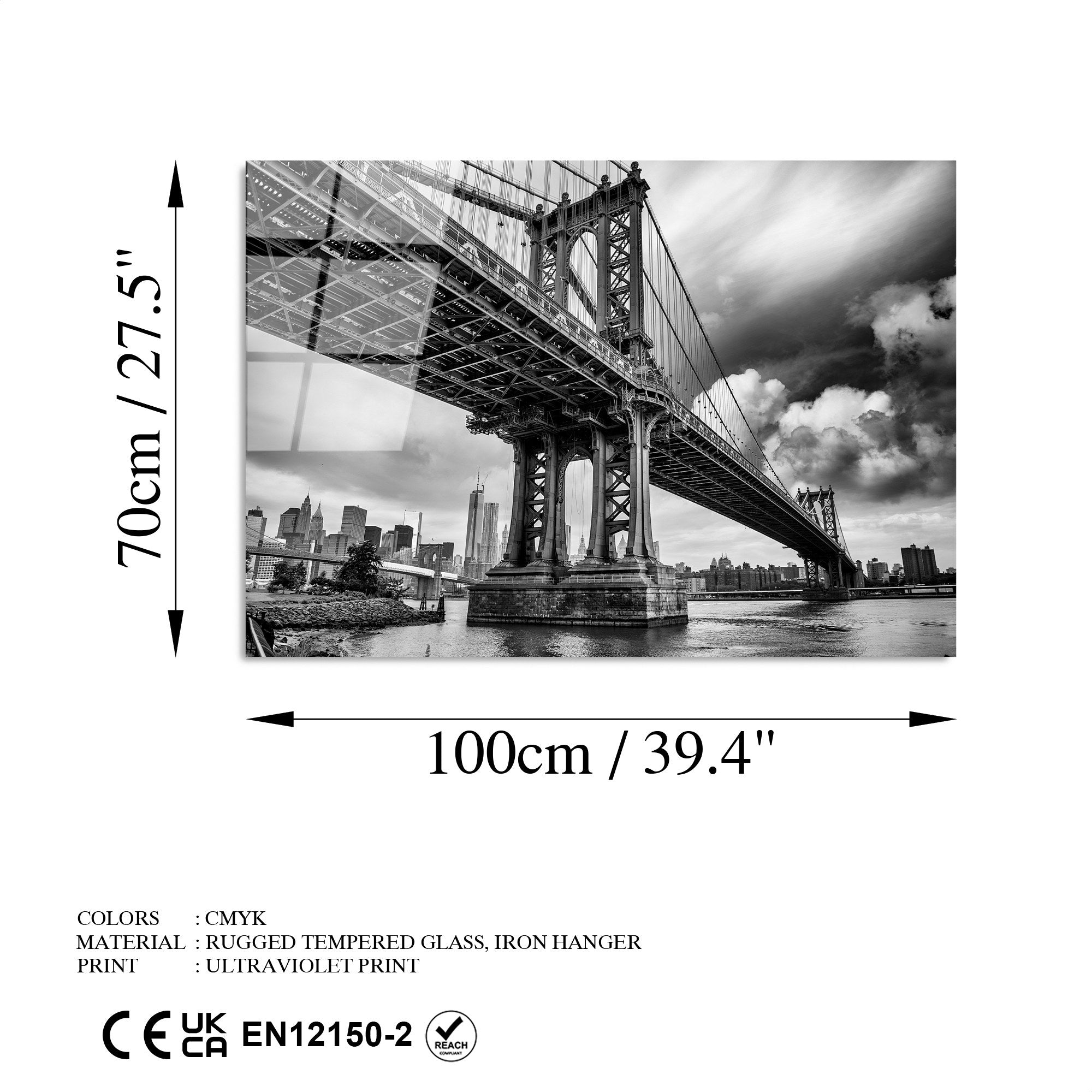 Quadro Decorativo em Vidro Temperado UV-041 (70 x 100 cm), Multicolor, Espessura 4 mm