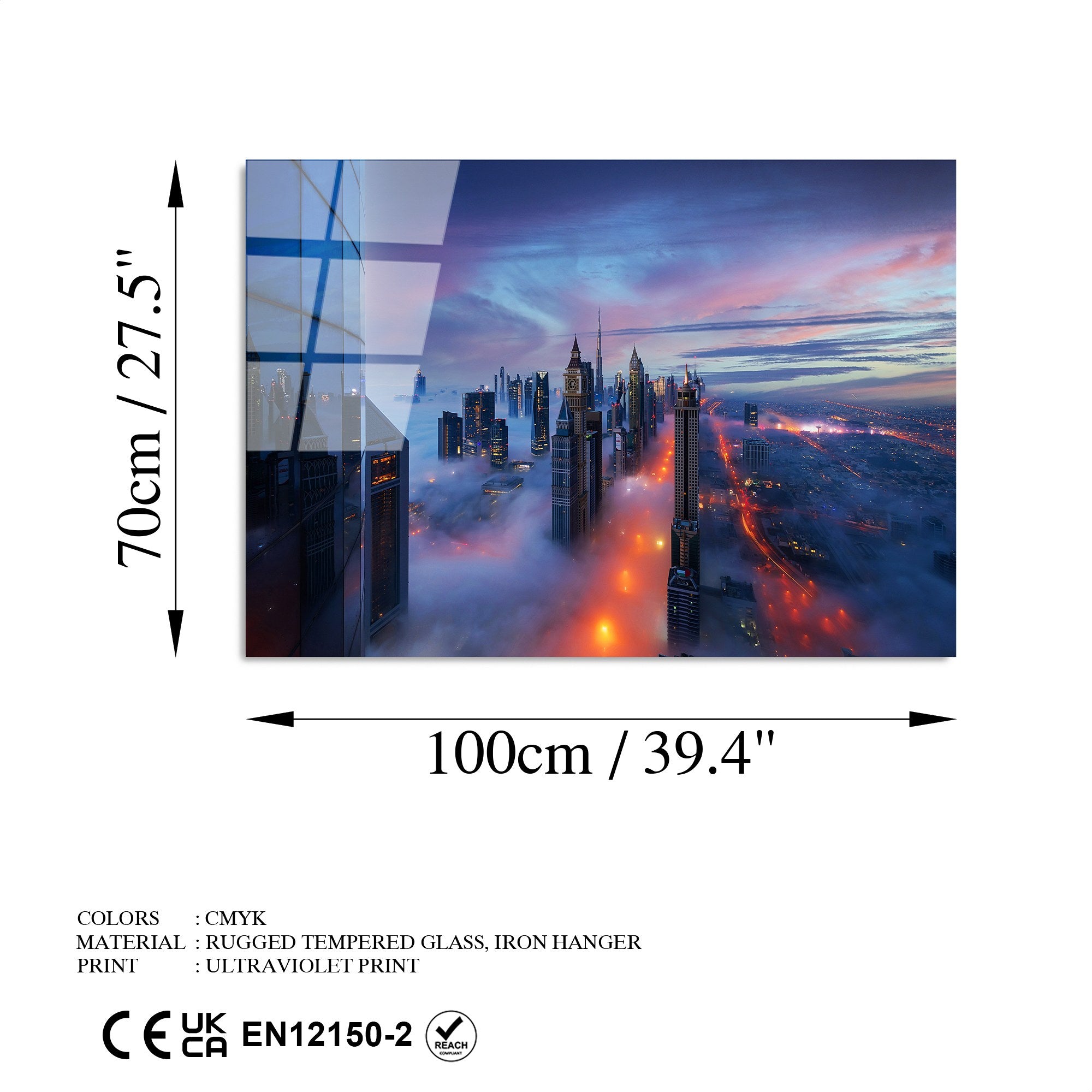 Quadro Decorativo em Vidro Temperado UV-045 (70 x 100 cm) – Multicolor, 4 mm