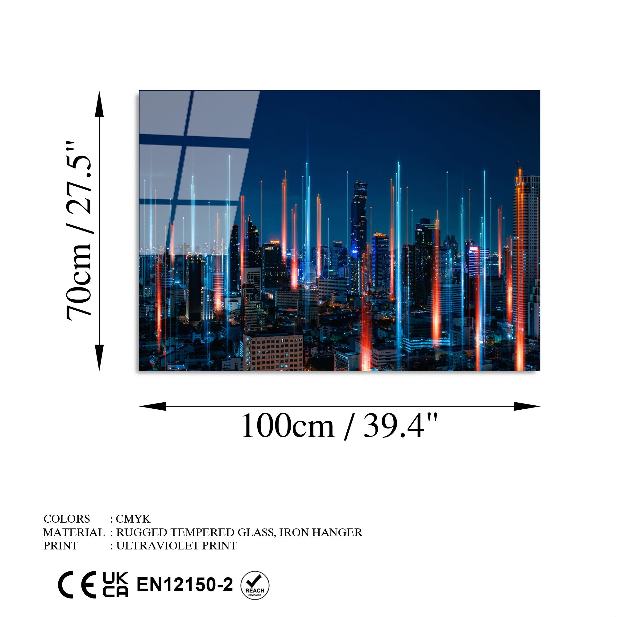 Quadro Decorativo em Vidro Temperado Multicolor 70 x 100 cm (4 mm) - UV-046