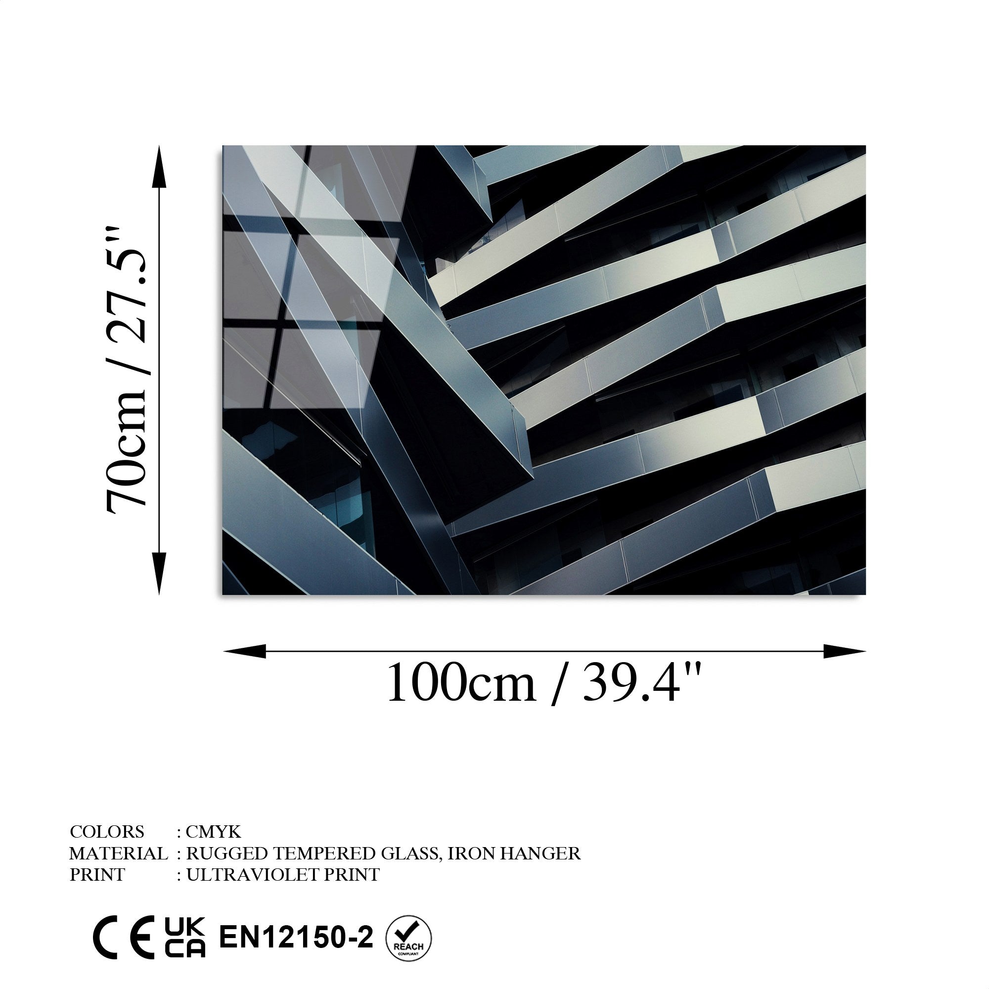 Quadro Decorativo em Vidro Temperado 4 mm, Multicolor, 70x100 cm – UV-048