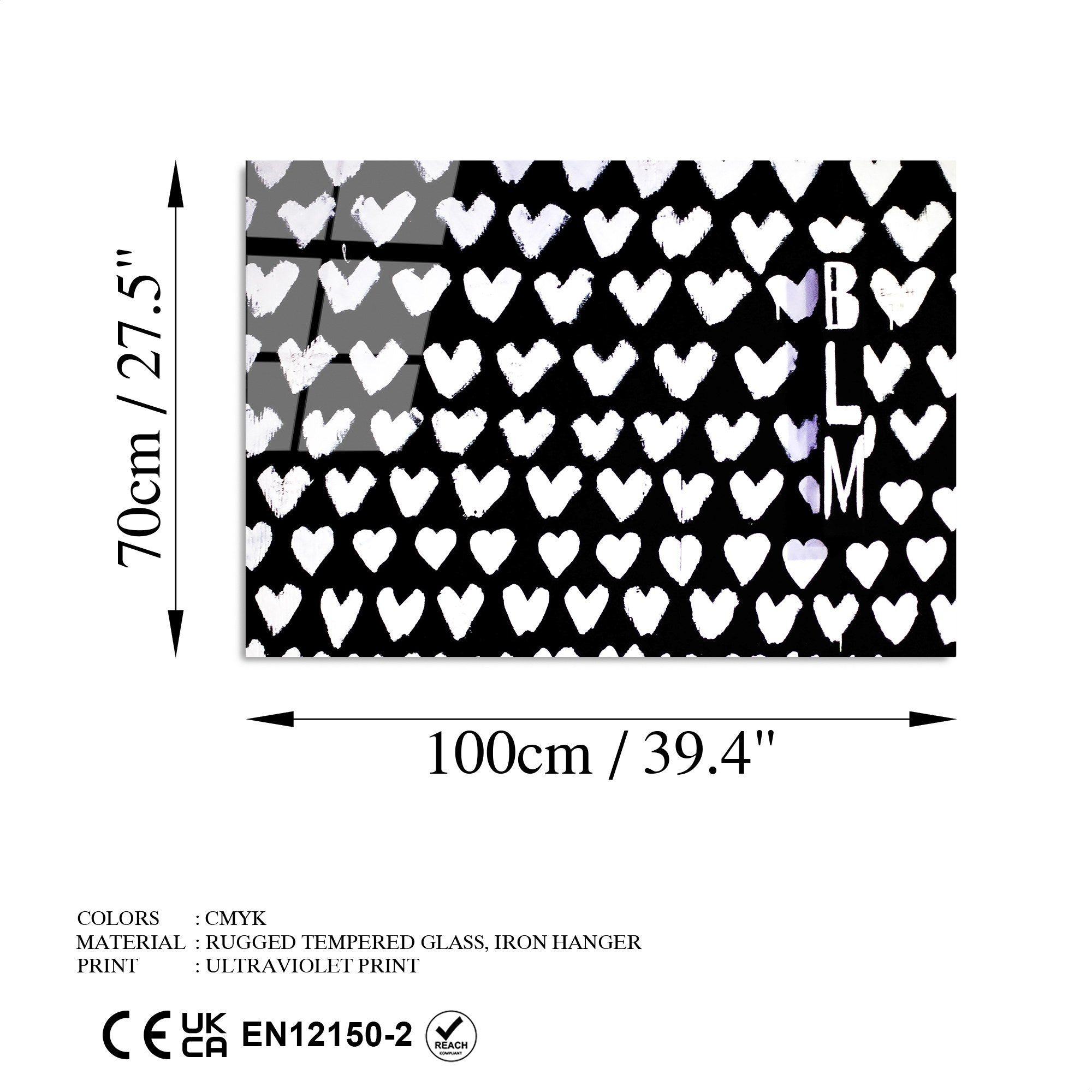 UV-050 Quadro Decorativo em Vidro Temperado 70 x 100 cm, Multicolor, 4 mm