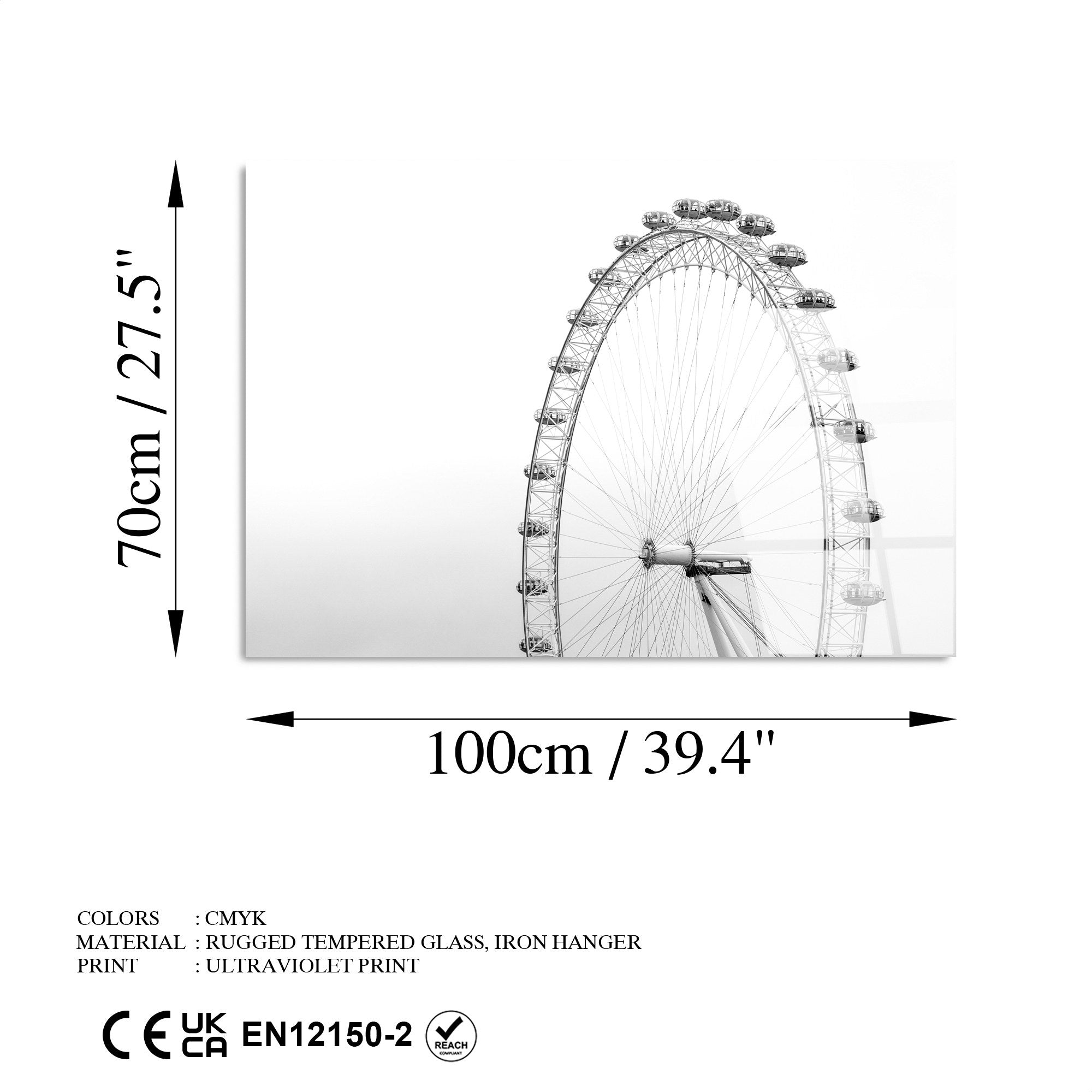 Quadro Decorativo em Vidro Temperado UV-052 70 x 100 cm Multicolor 4 mm