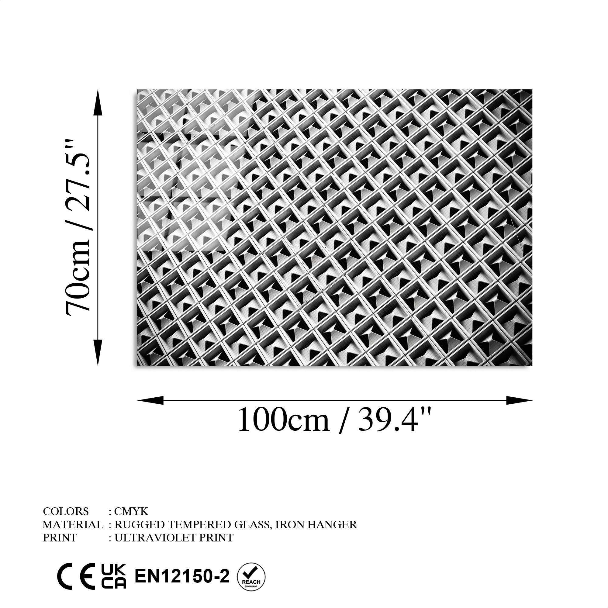 Quadro Decorativo em Vidro Temperado 100% (4 mm) UV-053, Multicolor, 70 x 100 cm