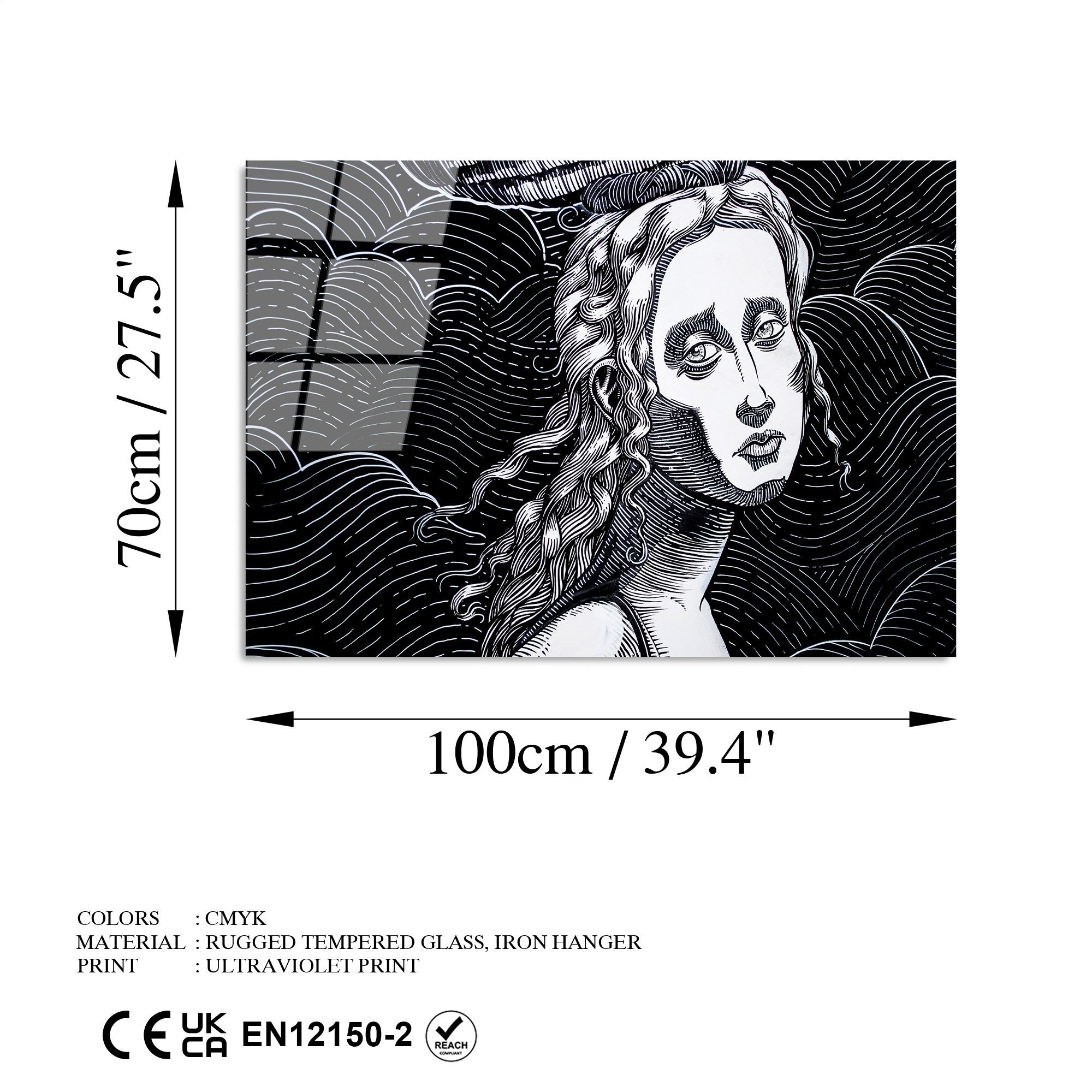 Quadro Decorativo em Vidro Temperado UV-054, Multicolor, 70 x 100 cm, Espessura 4 mm