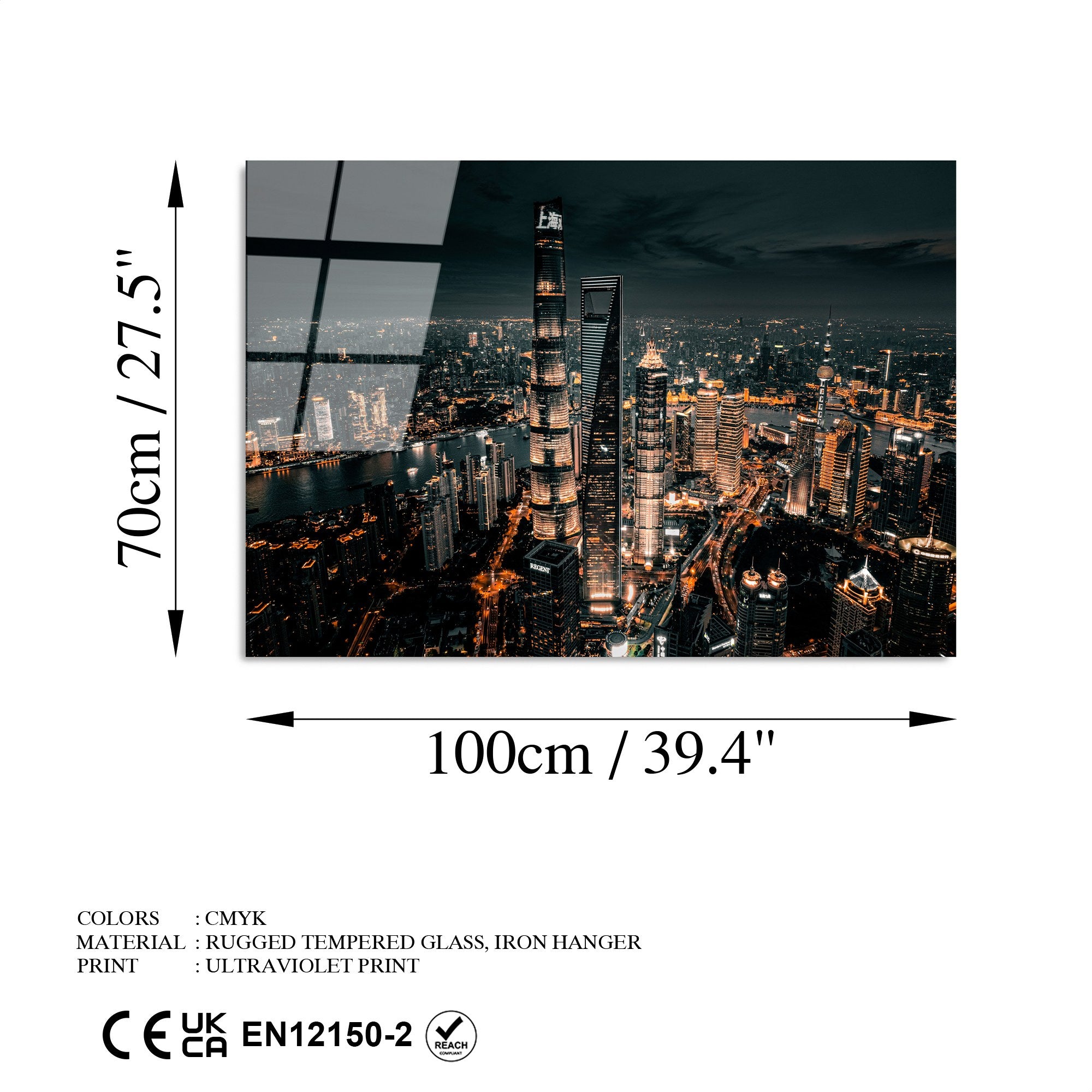 Quadro Decorativo em Vidro Temperado 4 mm UV-058, Multicolor, 70 x 100 cm