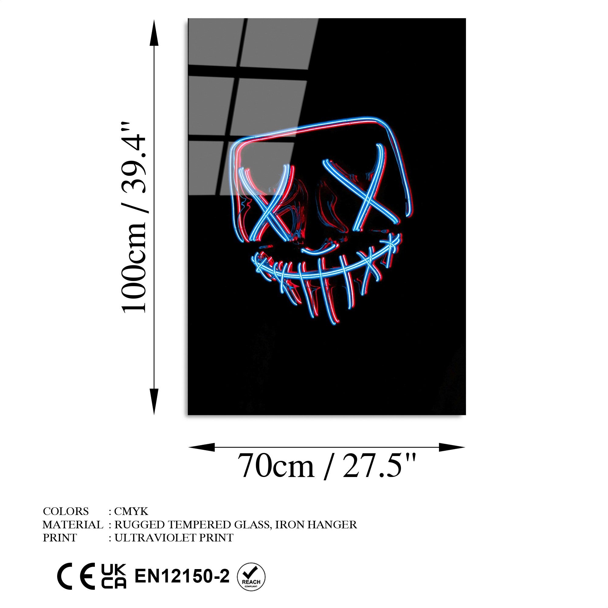 Quadro Decorativo em Vidro Temperado UV-068, Multicolor, 70 x 100 cm (4 mm)