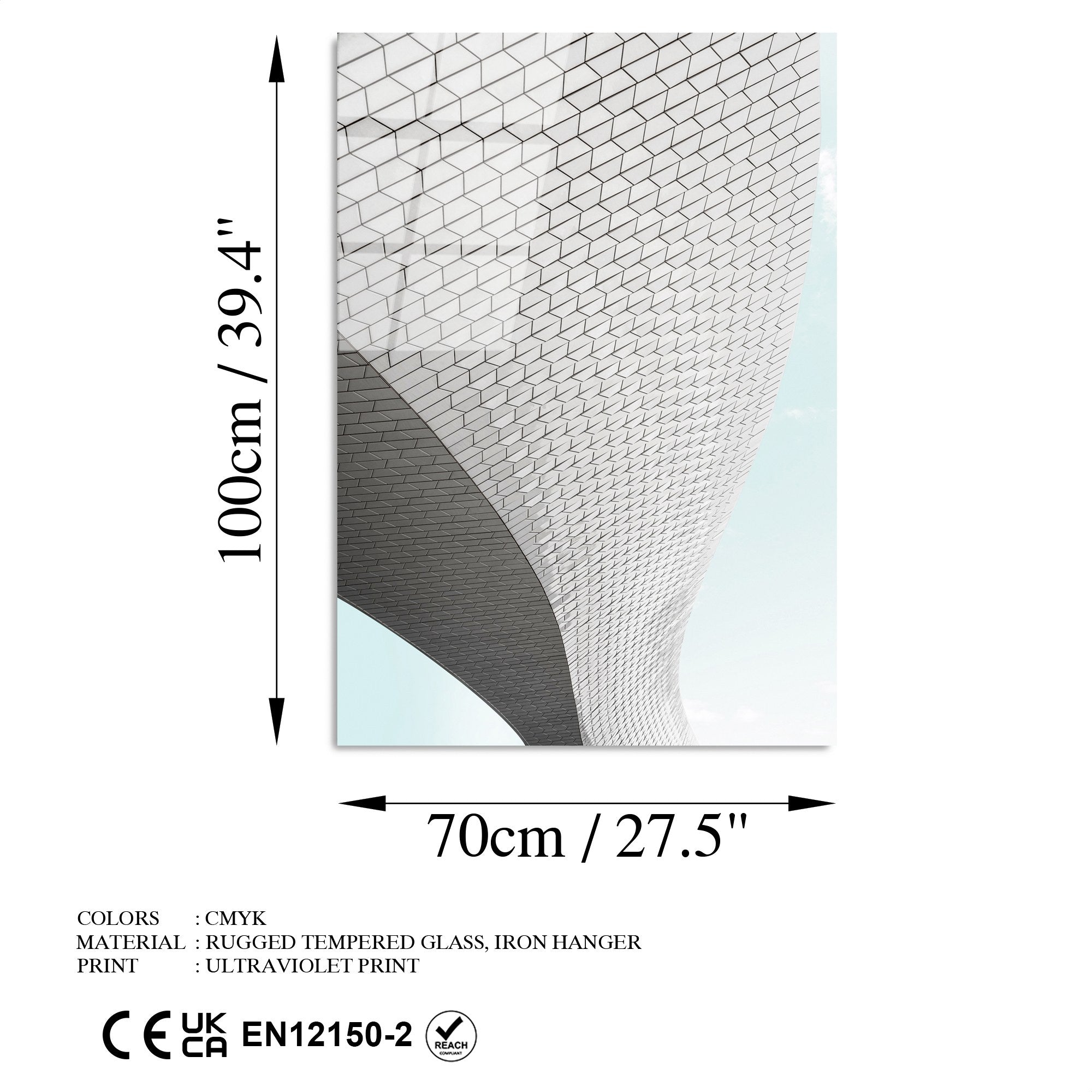 Quadro Decorativo em Vidro Temperado 100% UV-073, Multicolor, 70 x 100 cm (4 mm)