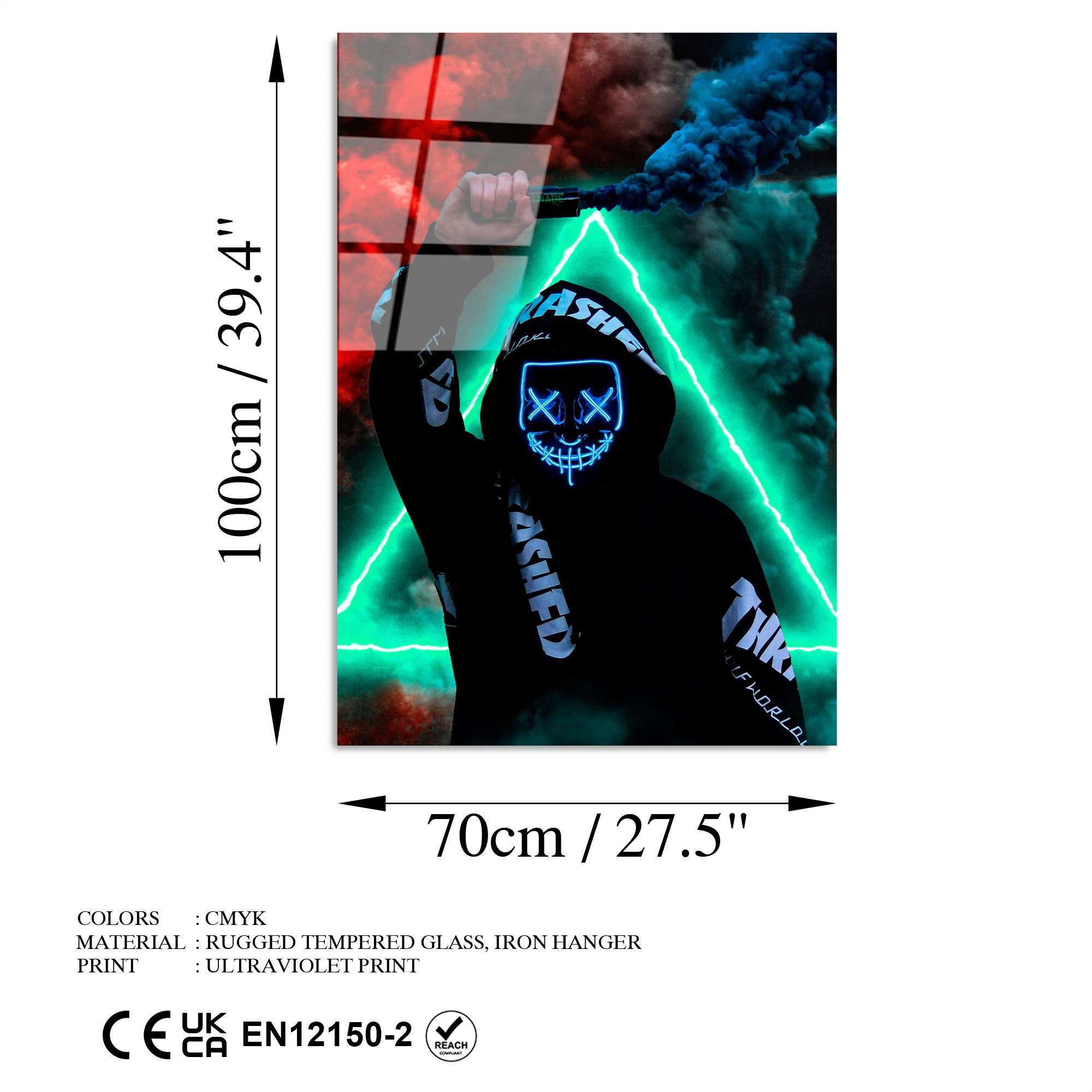 Quadro Decorativo em Vidro Temperado UV-076, 70x100 cm, Multicolor, 4 mm