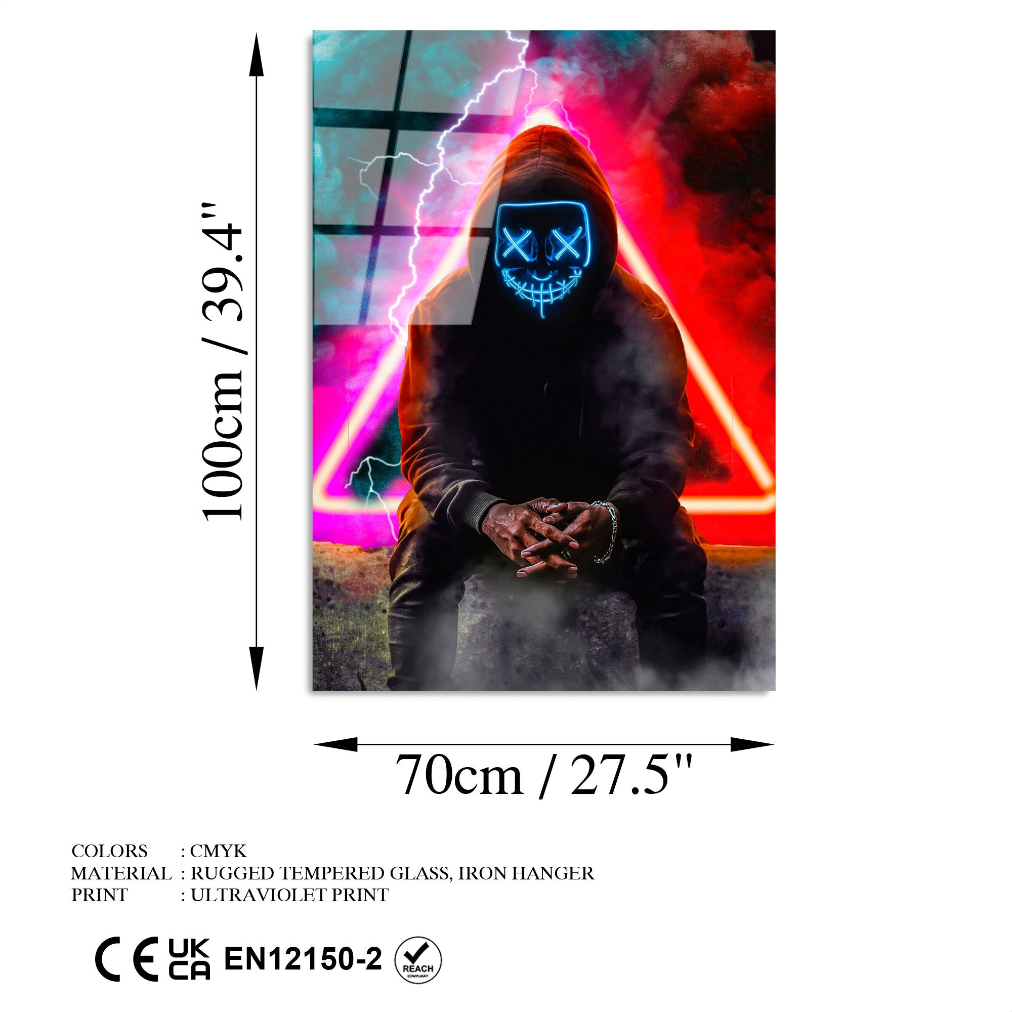 Quadro Decorativo em Vidro Temperado UV-077, Multicor, 70x100 cm, 4 mm