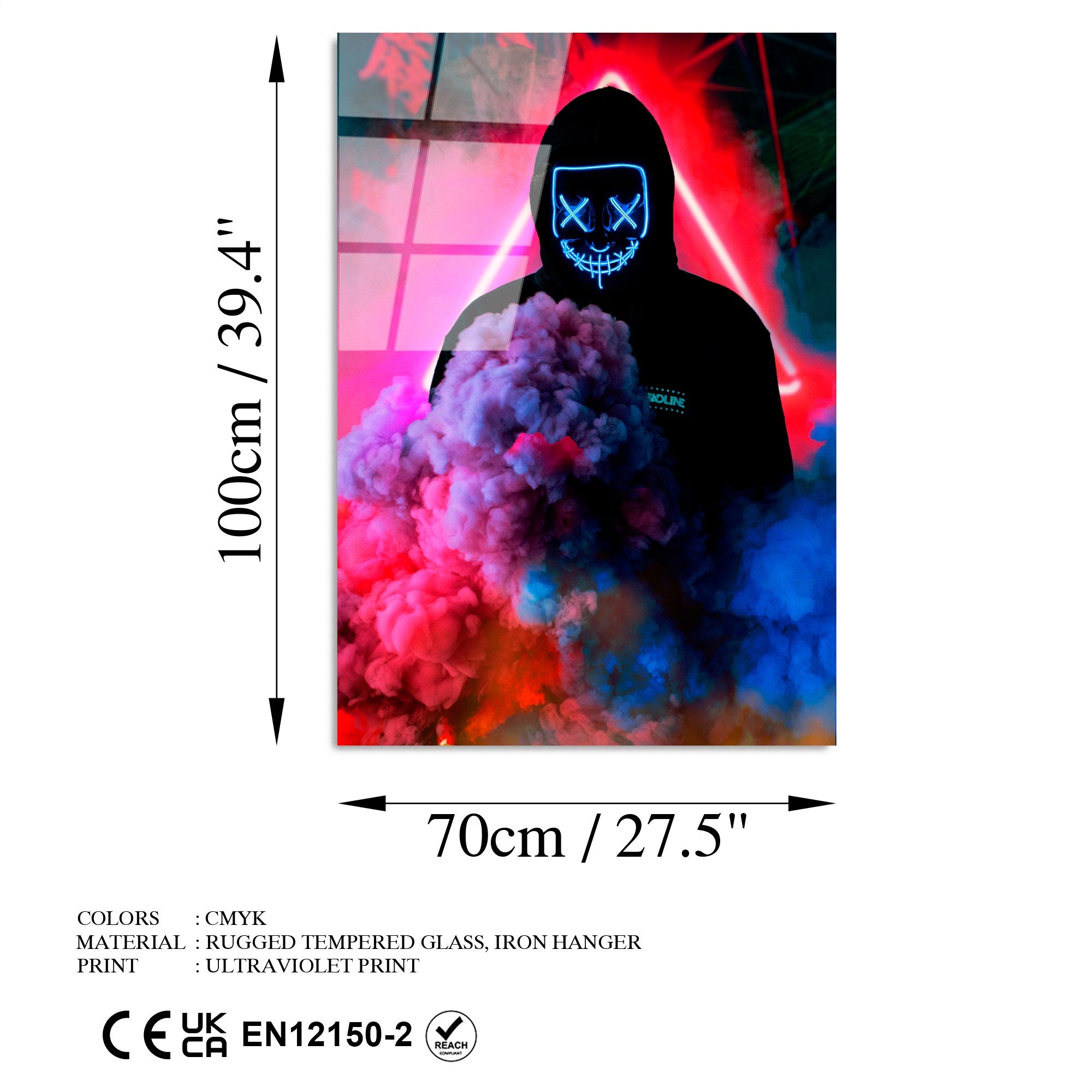 Quadro Decorativo em Vidro Temperado 70 x 100 cm UV-080 – Multicolor, 4 mm