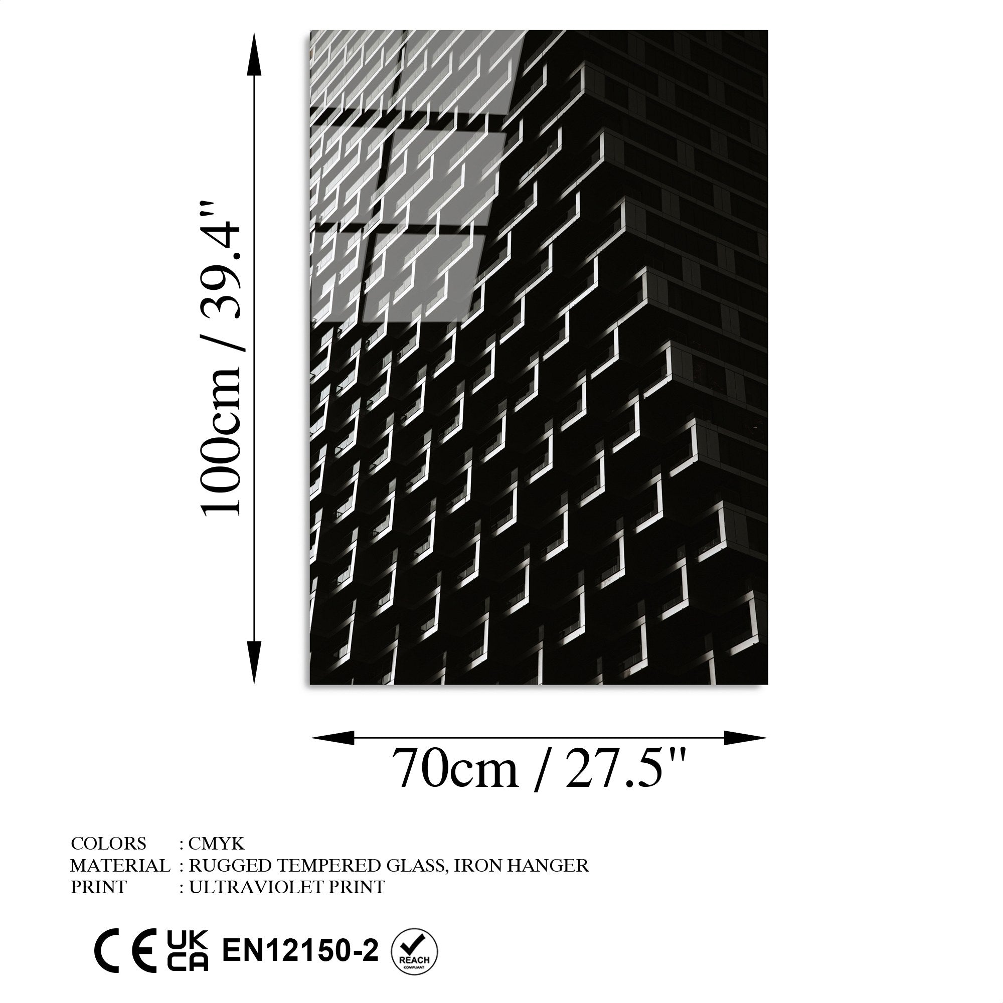 Quadro Decorativo em Vidro Temperado UV-082, 70 x 100 cm, Multicolor, 4 mm