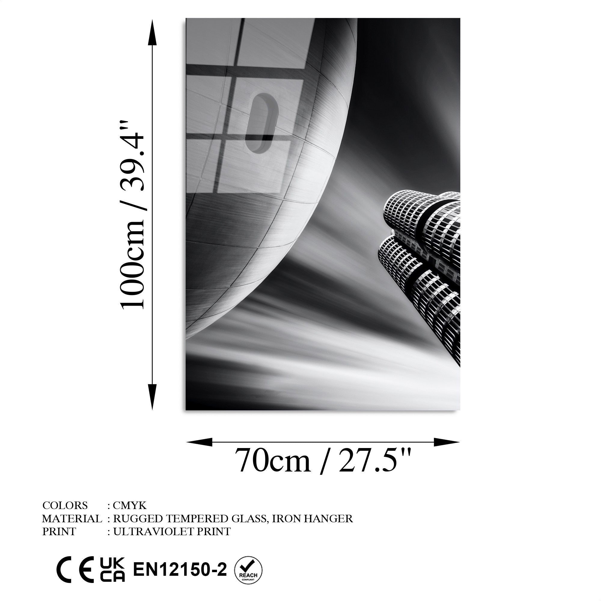 Quadro Decorativo em Vidro Temperado 4 mm Multicolor 70 x 100 cm – UV-083