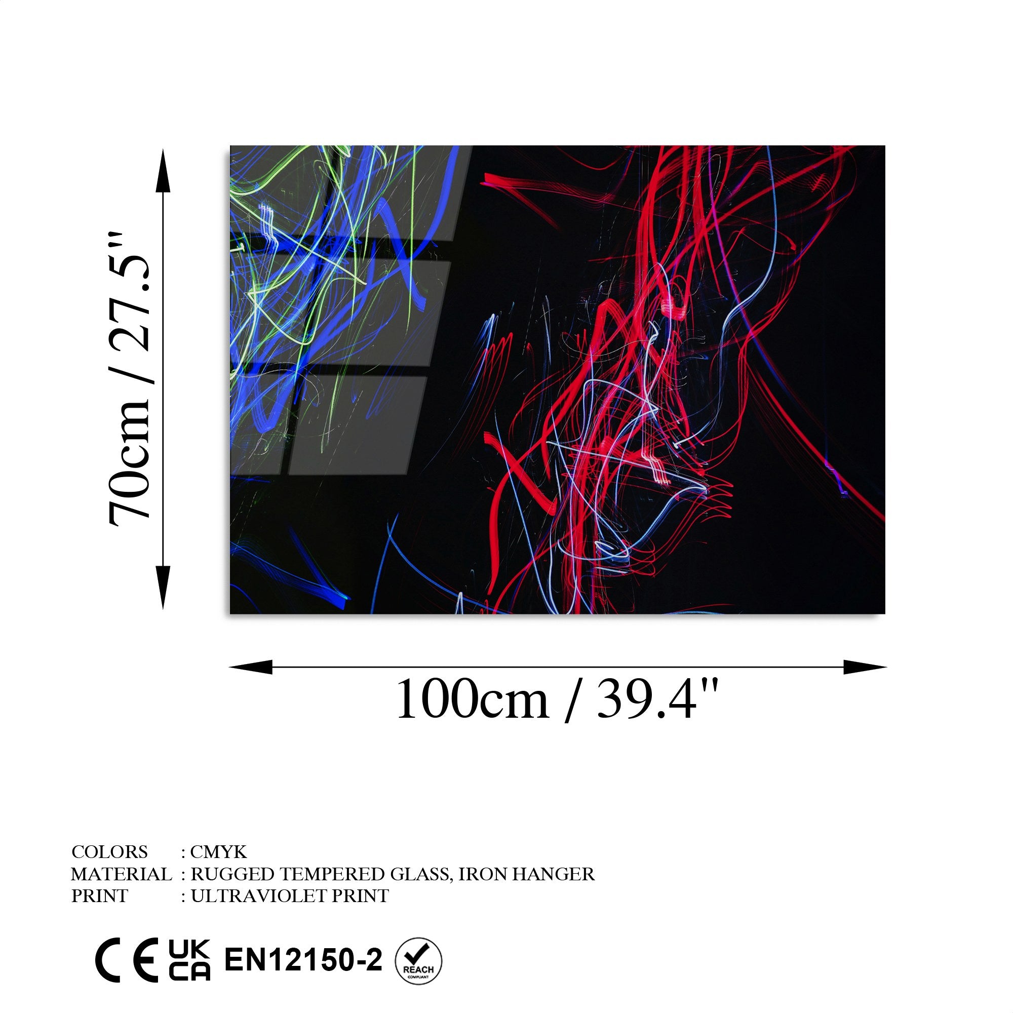 Quadro Decorativo em Vidro Temperado UV-092, 70 x 100 cm, Multicolor, 4 mm
