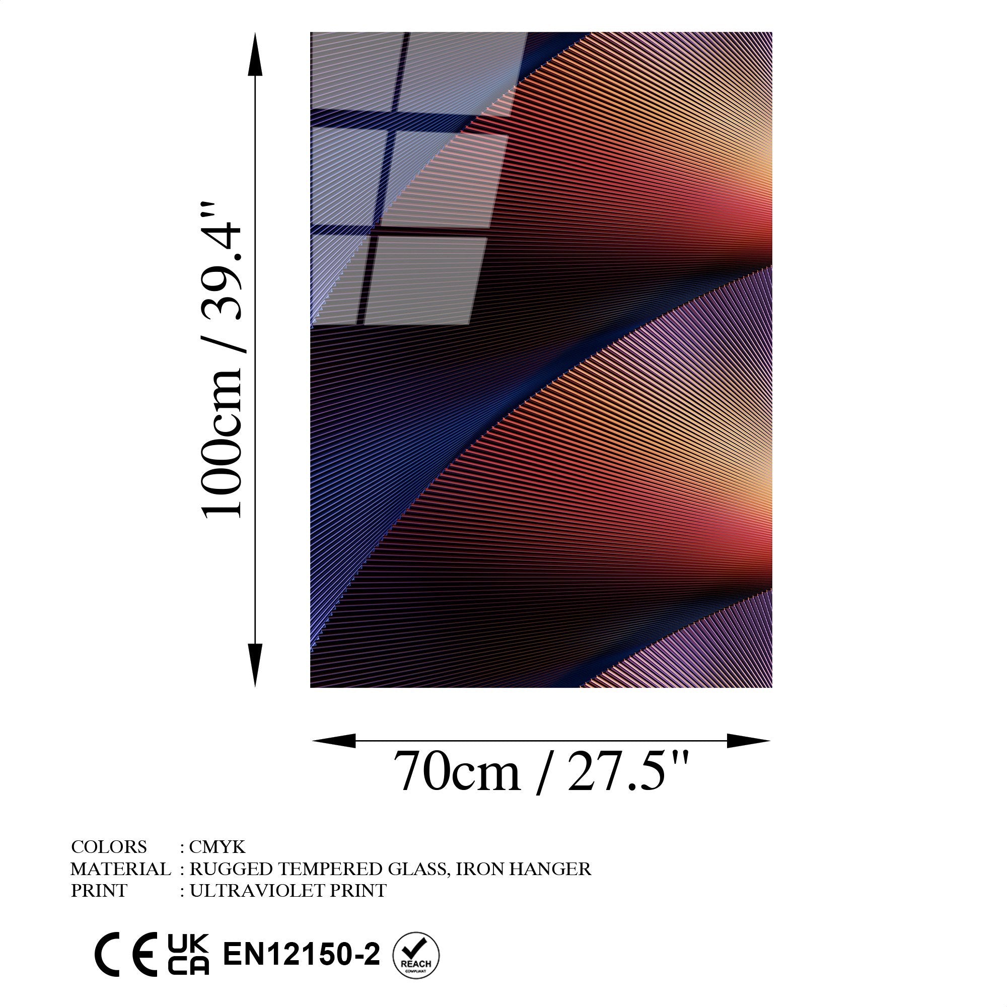 Quadro Decorativo em Vidro Temperado UV-117, Multicolor, 70 x 100 cm, 4 mm