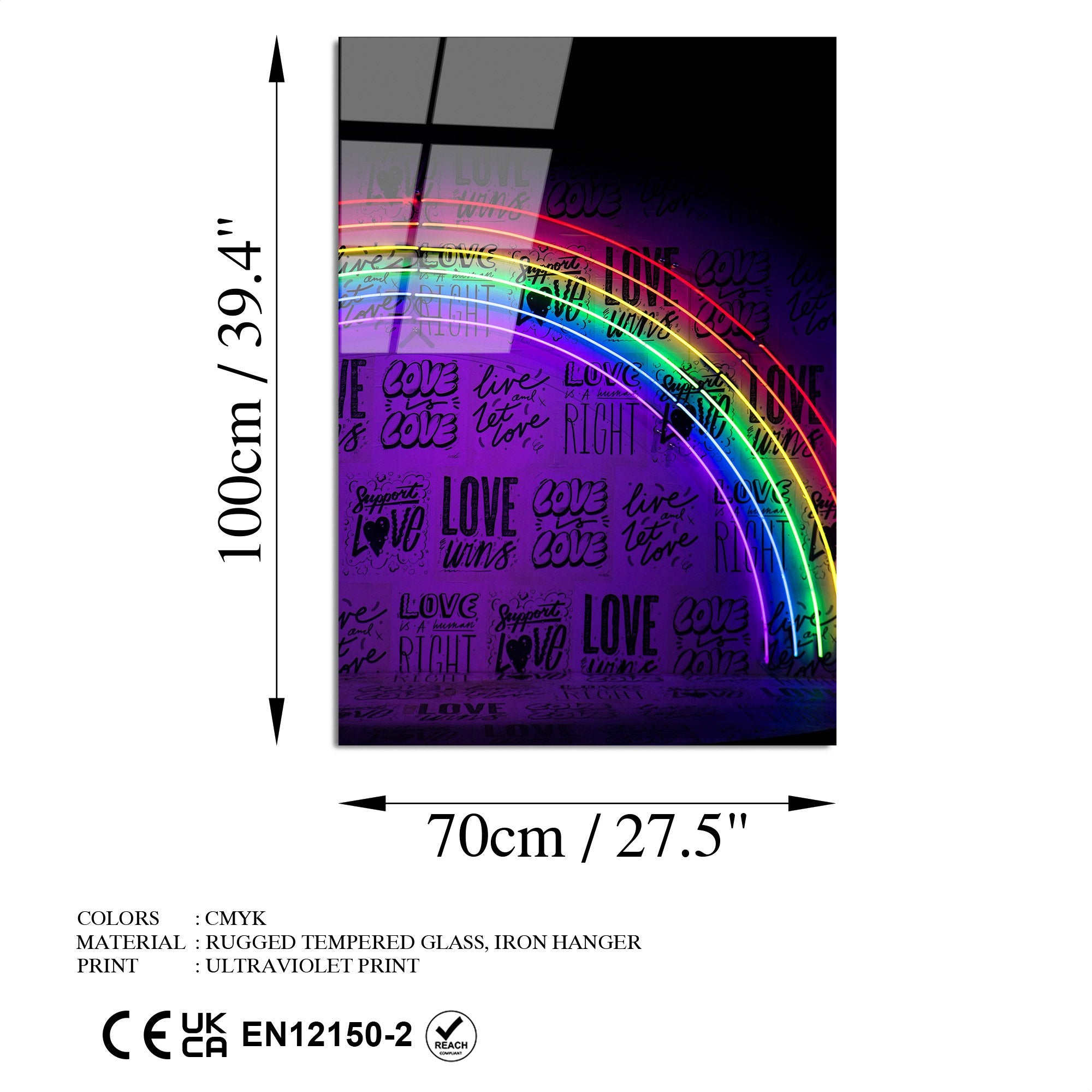 Quadro Decorativo em Vidro Temperado UV-120, 70x100 cm, Multicolor, Vidro 4 mm