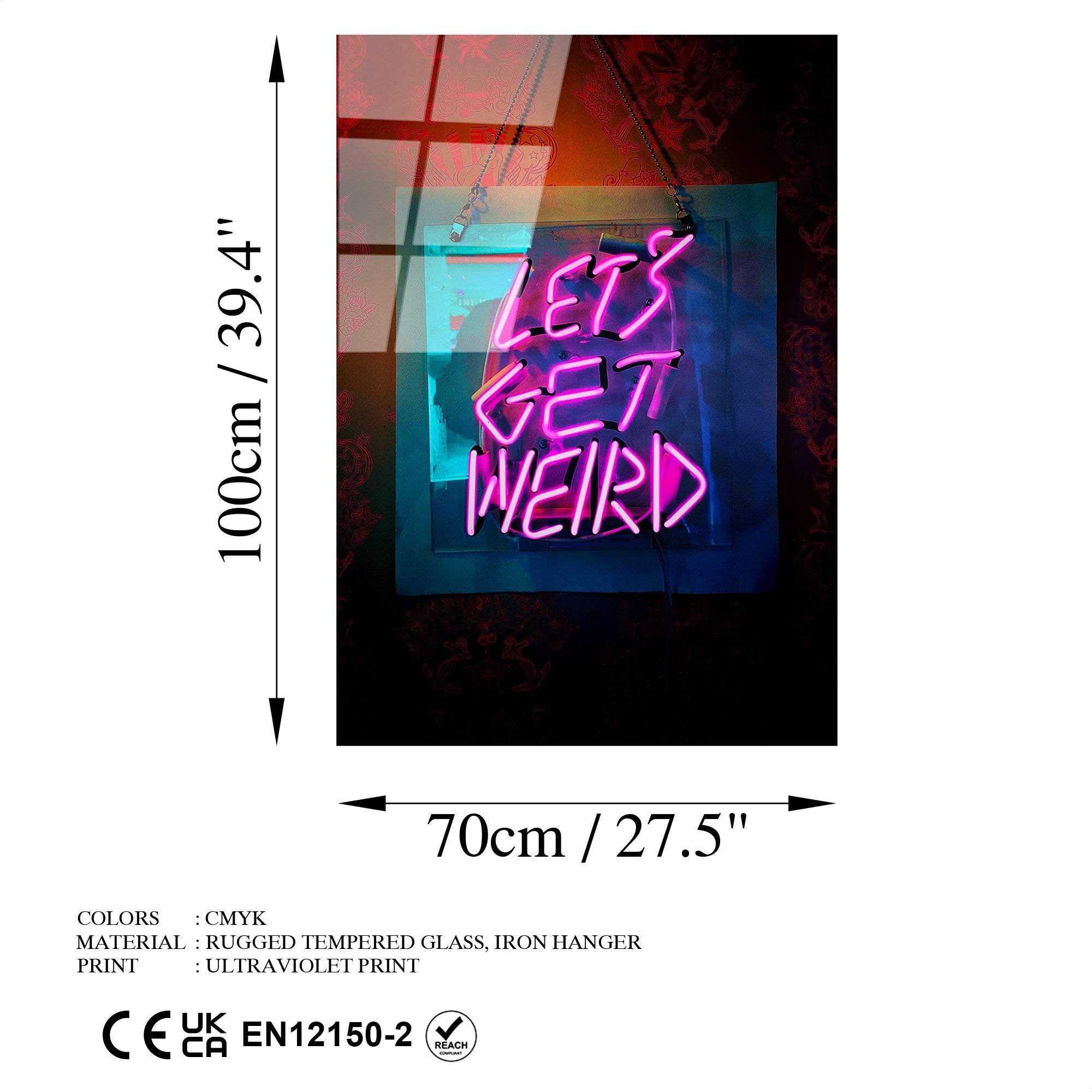 Quadro Decorativo em Vidro Temperado UV-121, Multicolor, 70 x 100 cm (4 mm)