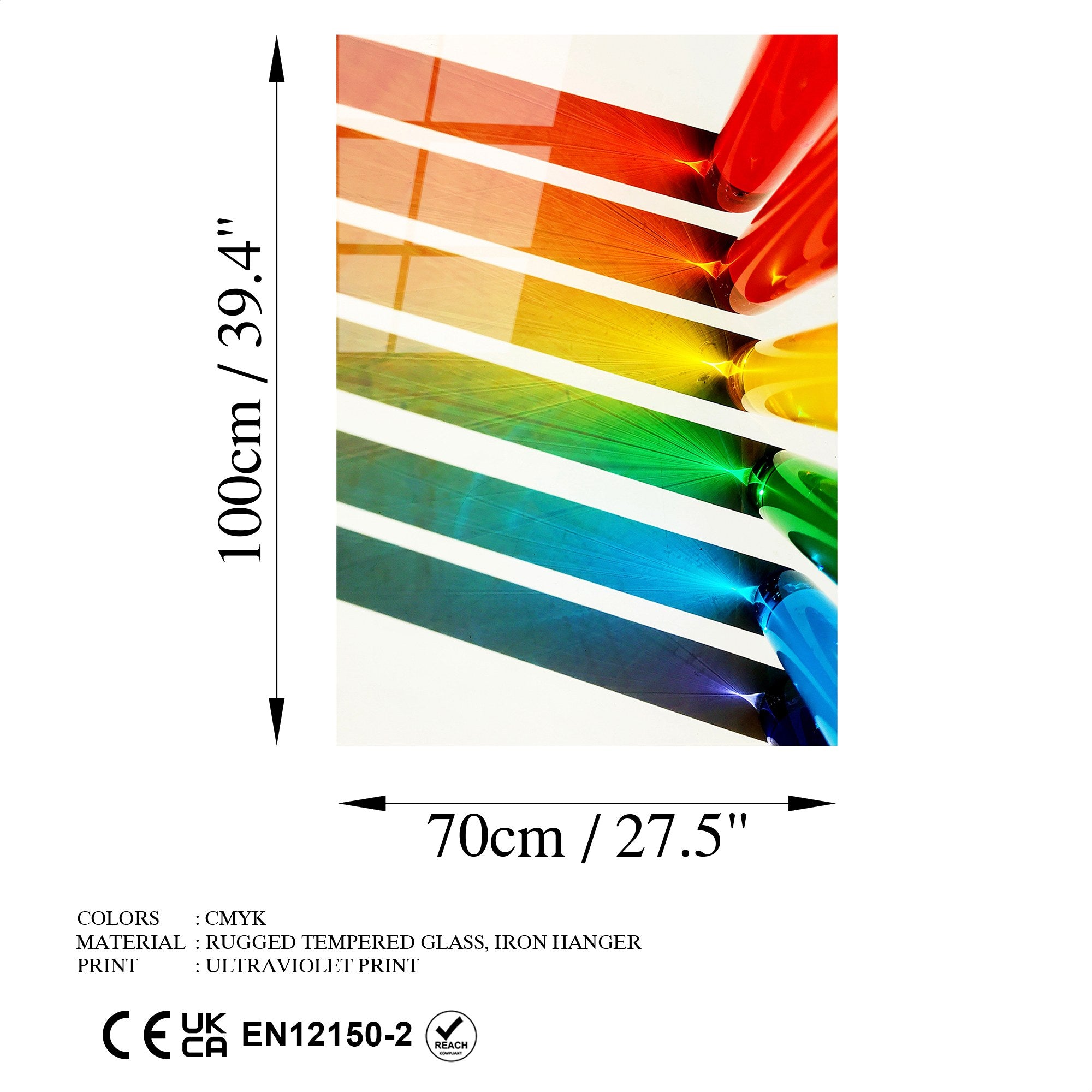 Quadro Decorativo em 100% Vidro Temperado UV-122 (70 x 100 cm) Multicolor – 4 mm