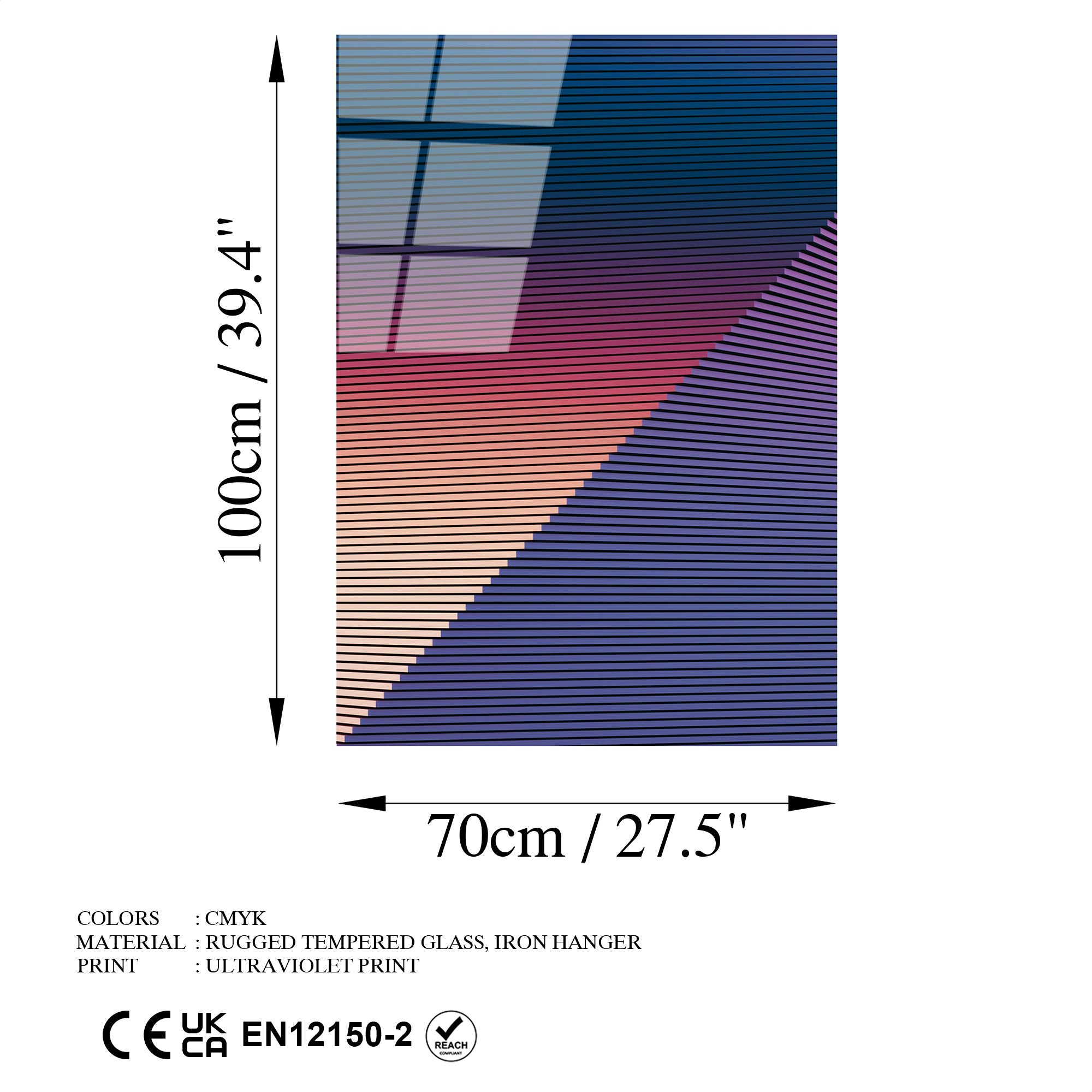 Quadro Decorativo em Vidro Temperado UV-127 Multicolor 70 x 100 cm 4 mm