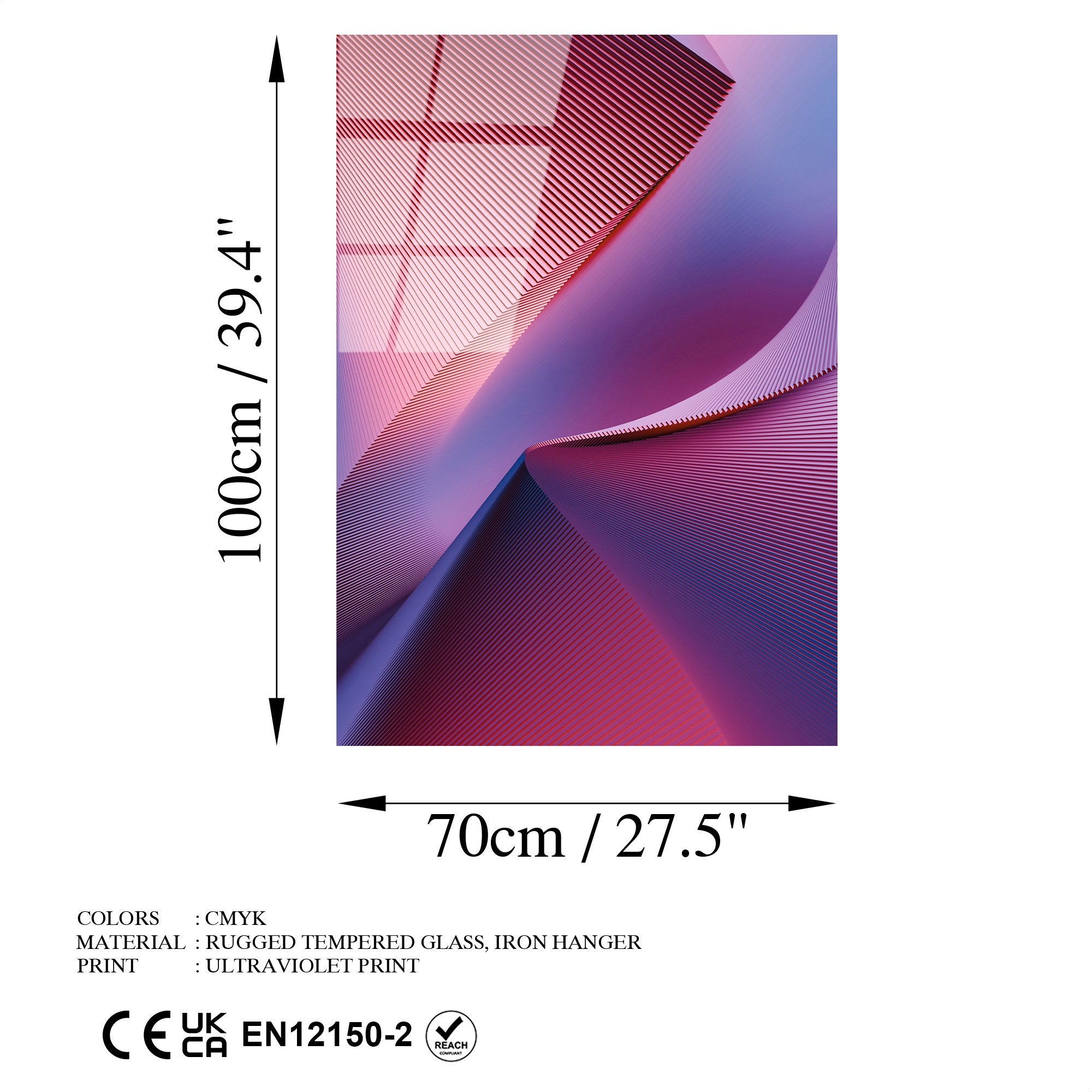 Quadro Decorativo em Vidro Temperado 70 x 100 cm (4 mm), Multicolor – UV-129