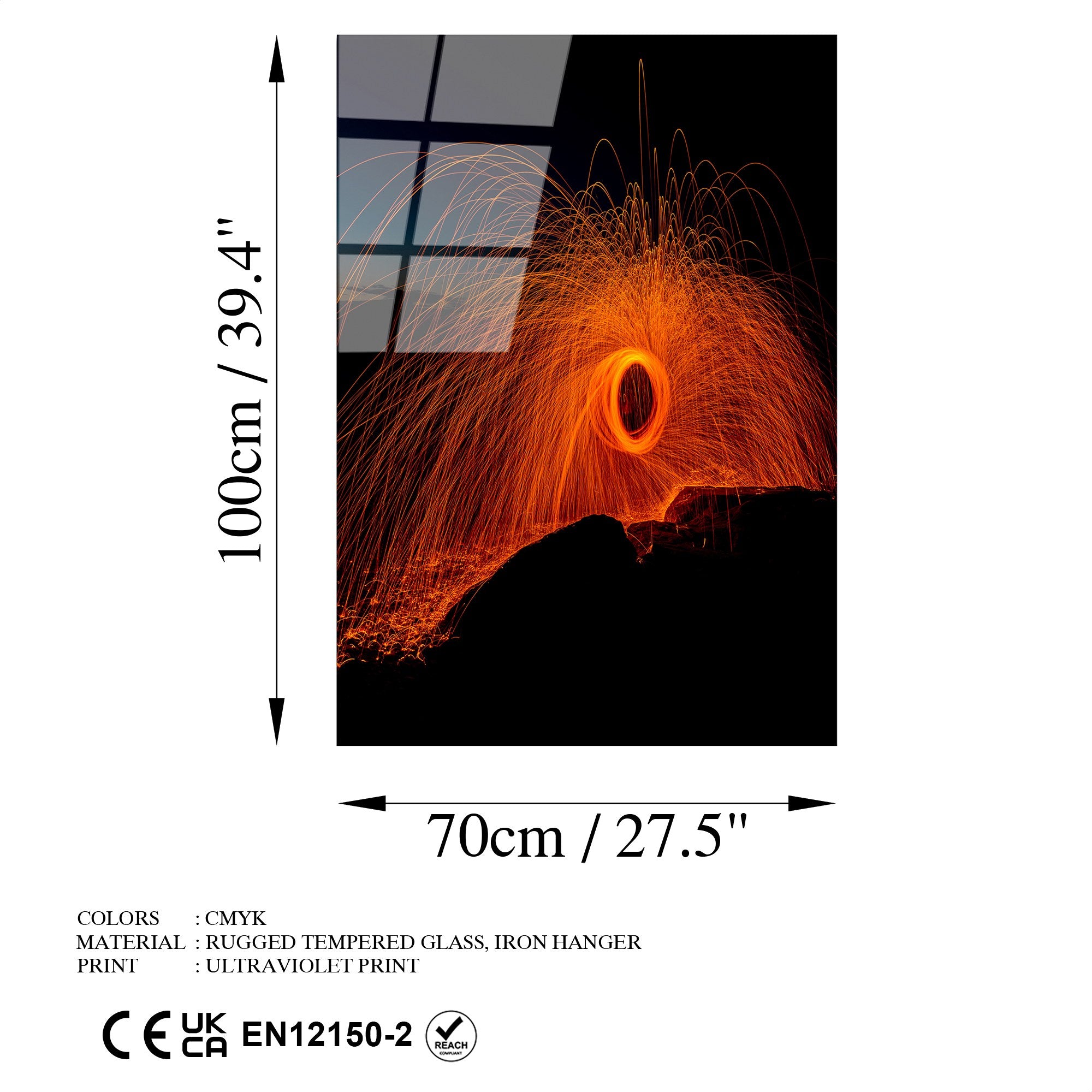 Quadro Decorativo em Vidro Temperado 100% (4 mm) UV-132, Multicolor, 70 x 100 cm