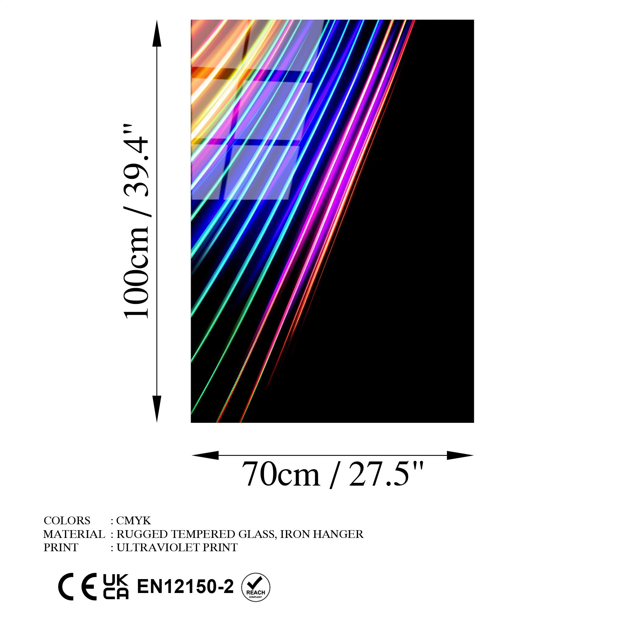 Quadro Decorativo em Vidro Temperado UV-135, Multicolor, 70 x 100 cm (4 mm)