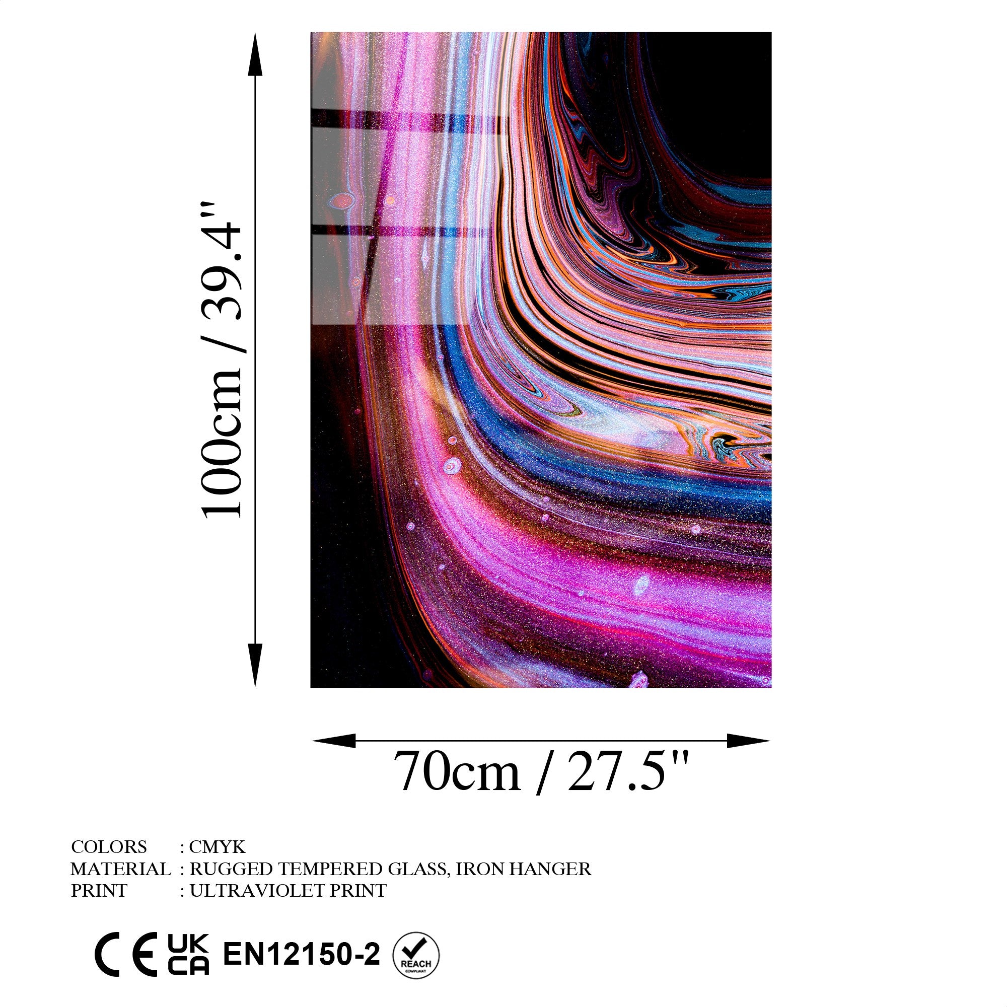 Quadro Decorativo em Vidro Temperado 4 mm, 70 x 100 cm, Multicolor – UV-136