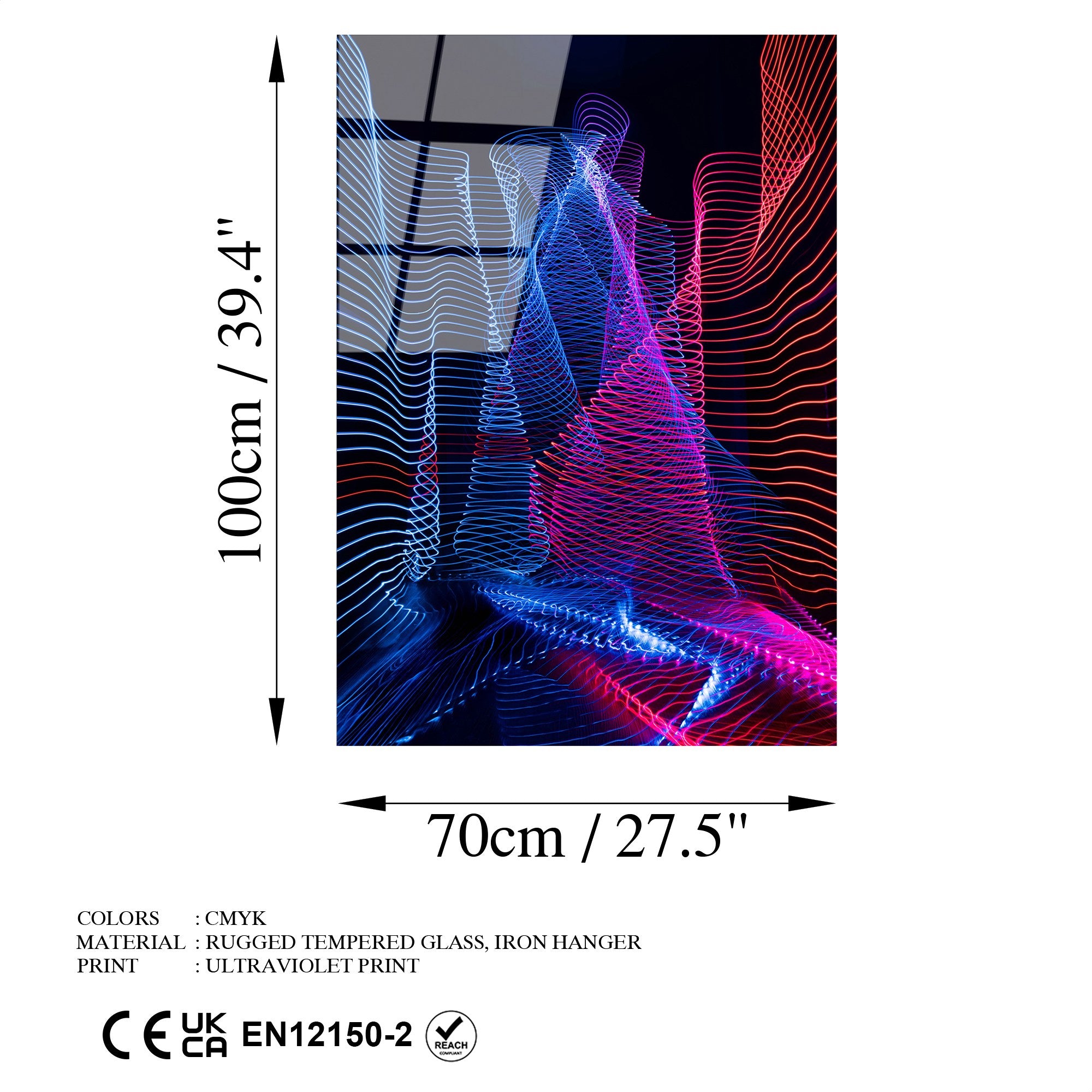 Quadro em Vidro Temperado UV-143, 70 x 100 cm, Multicolor (4 mm)